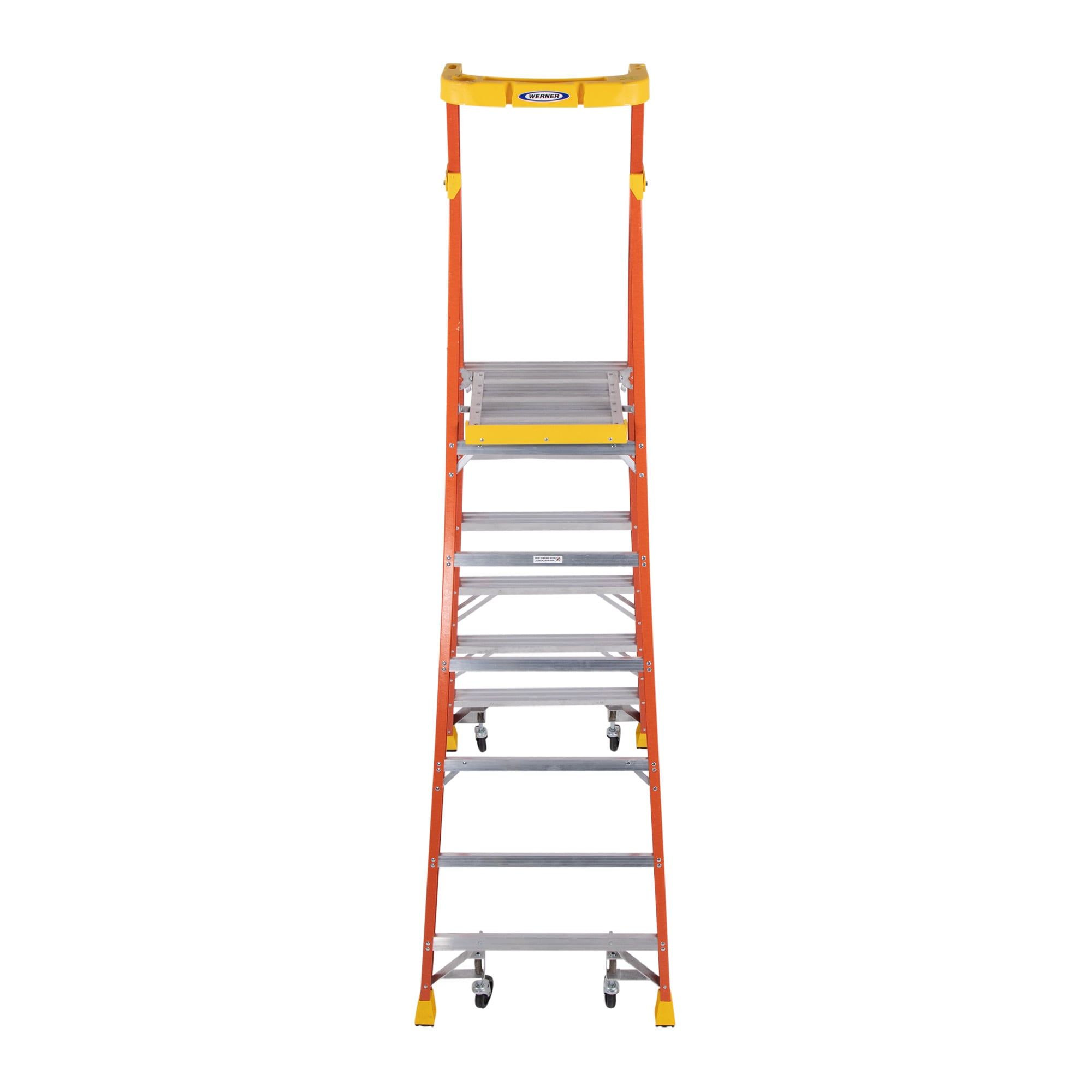 Escalera de podio de fibra de vidrio de 9 pies (alcance de 12 pies) tipo 1A con capacidad de carga de 300 lbs. Escalera de podio PD6206-4C