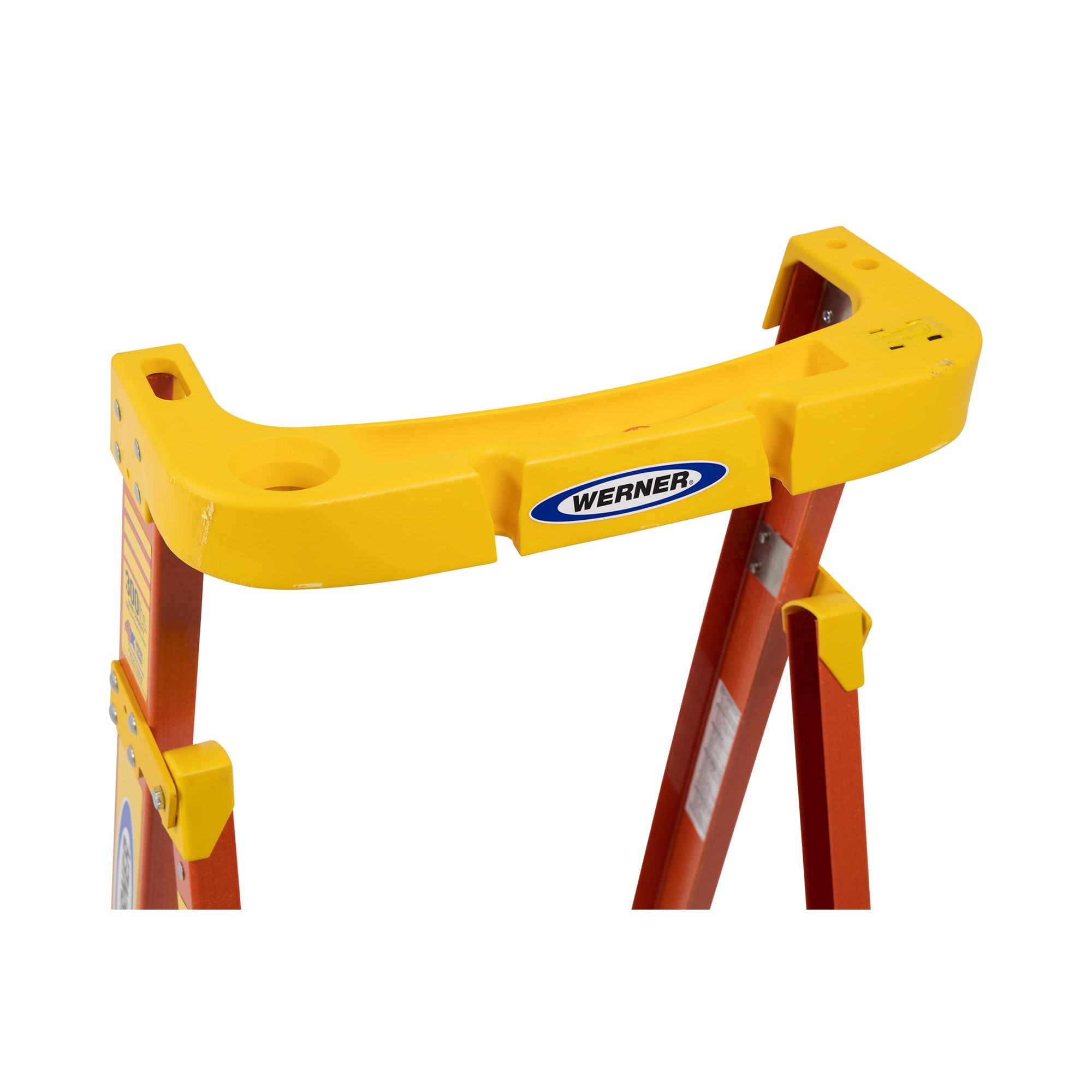 Escalera de podio de fibra de vidrio de 9 pies (alcance de 12 pies) tipo 1A con capacidad de carga de 300 lbs. Escalera de podio PD6206-4C