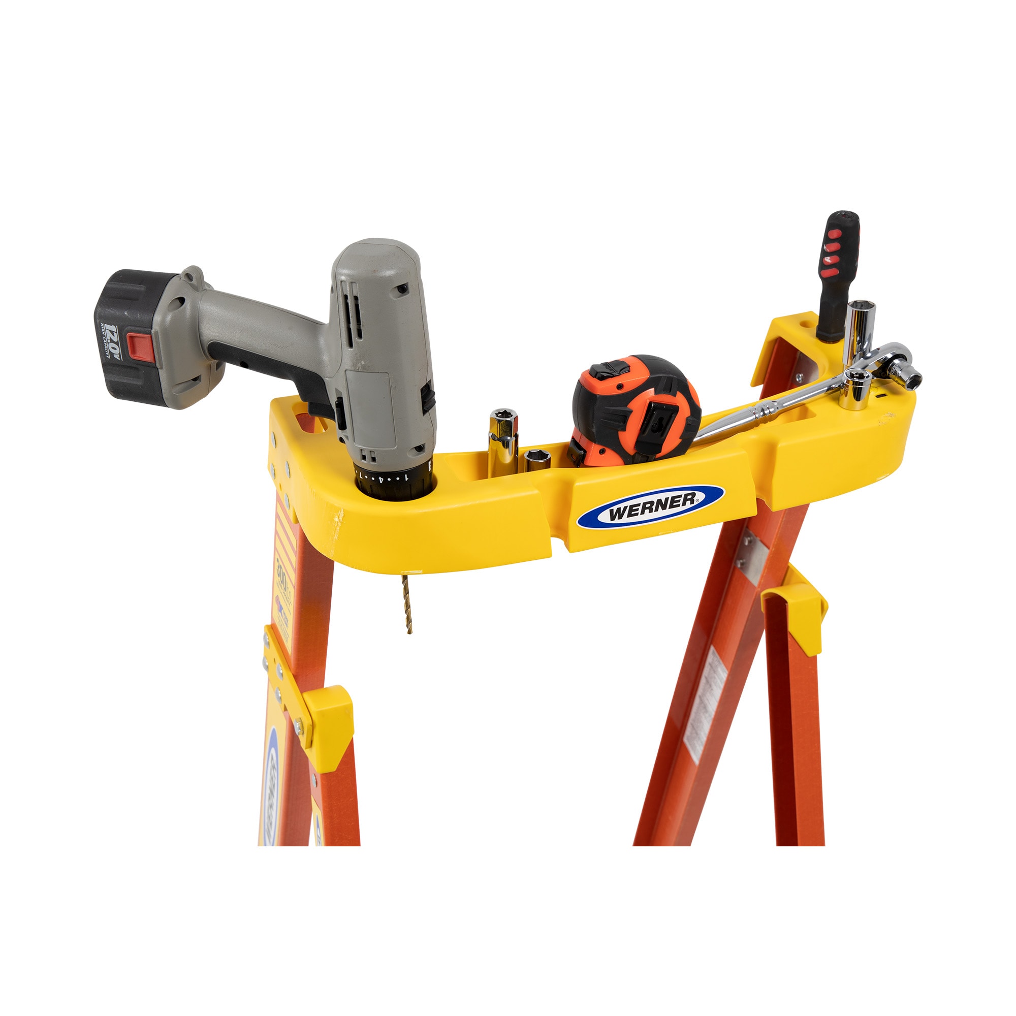 Escalera de podio de fibra de vidrio de 9 pies (alcance de 12 pies) tipo 1A con capacidad de carga de 300 lbs. Escalera de podio PD6206-4C