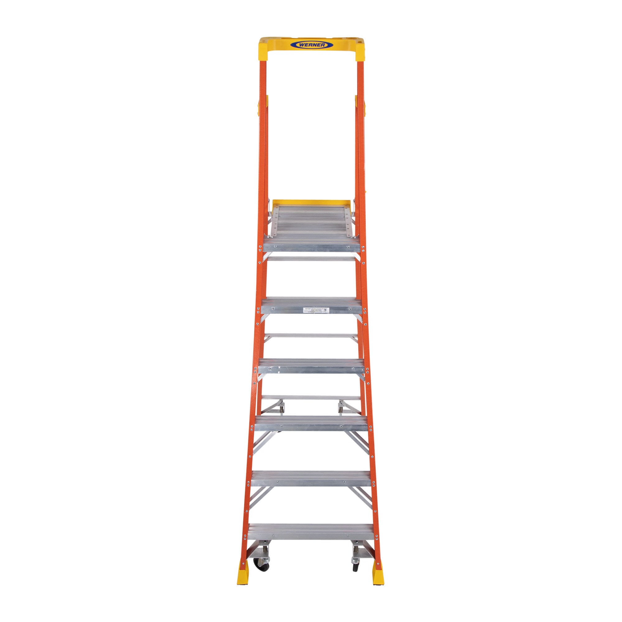 Escalera de podio de fibra de vidrio de 9 pies (alcance de 12 pies) tipo 1A con capacidad de carga de 300 lbs. Escalera de podio PD6206-4C