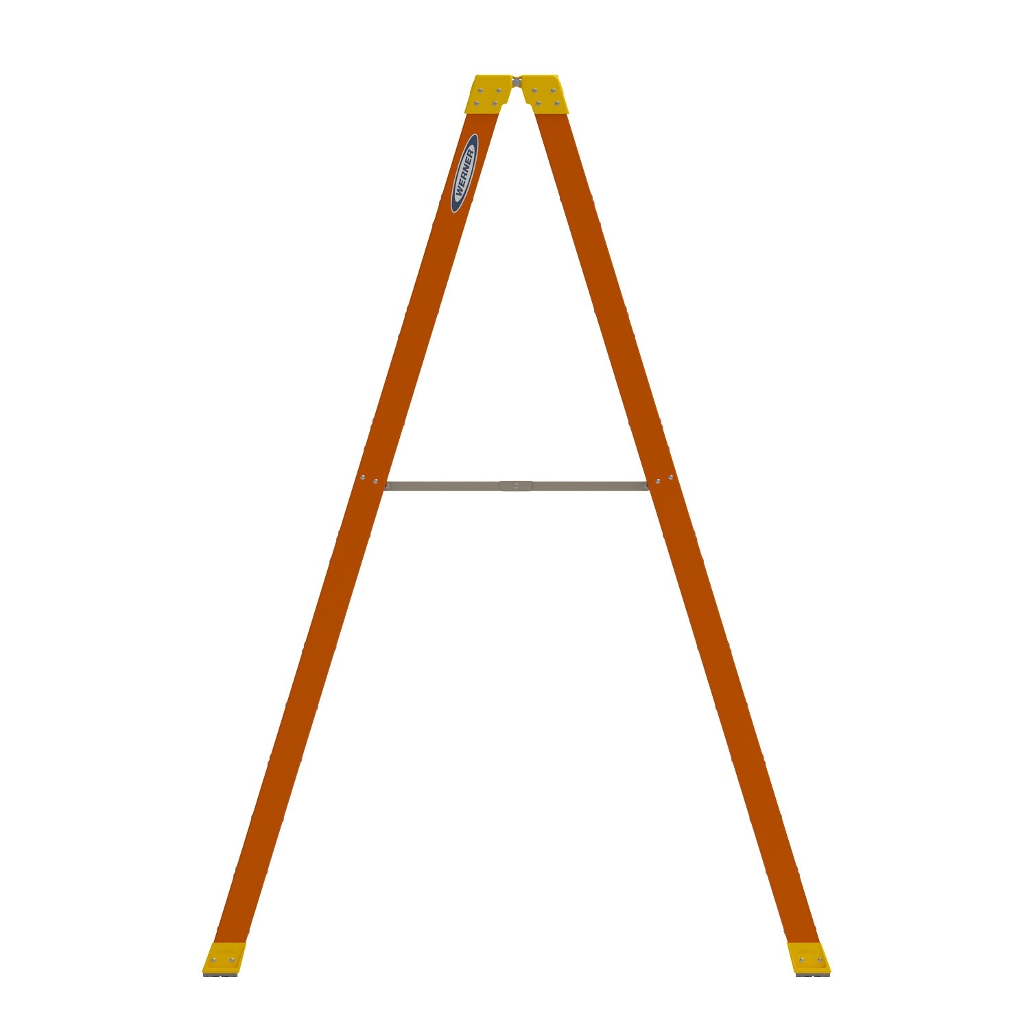 Escalera gemela de fibra de vidrio tipo 1A de 8 pies (altura de alcance de 12 pies) Werner T6208 con capacidad de carga de 300 libras.