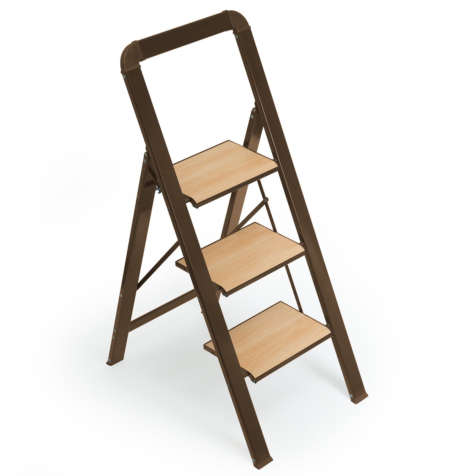 Taburete Plegable Siavonce de 3.38 pies (7.5 pies de altura de alcance) de Aluminio Capacidad de carga no clasificada Escalera de 3 peldaños ZX-01852