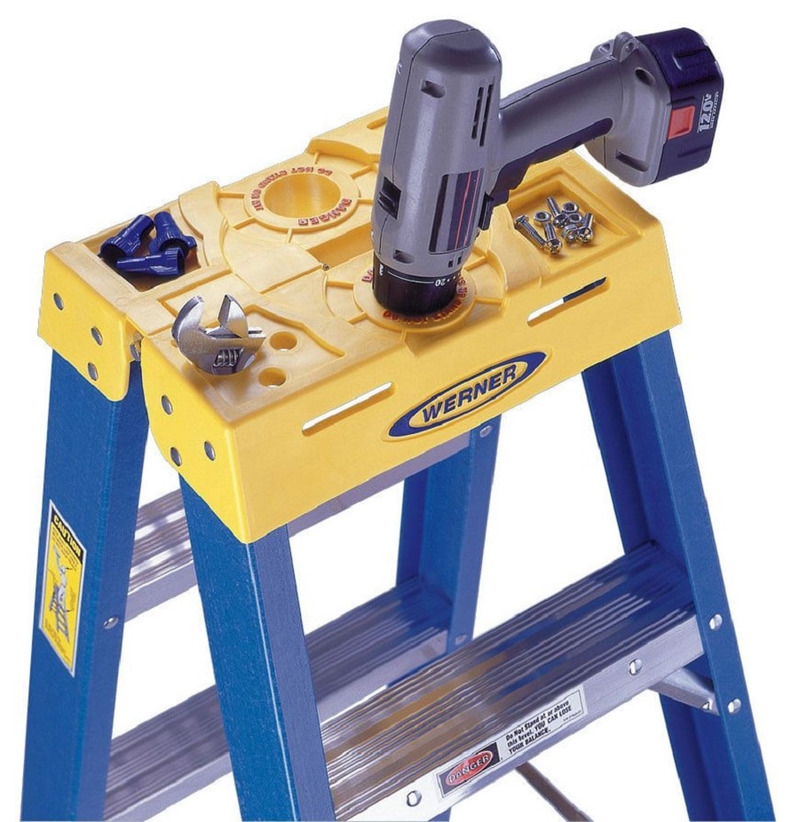 Escalera gemela T6008 de fibra de vidrio tipo 1 de 8 pies (altura de alcance de 12 pies) - Capacidad de carga de 250 lbs.