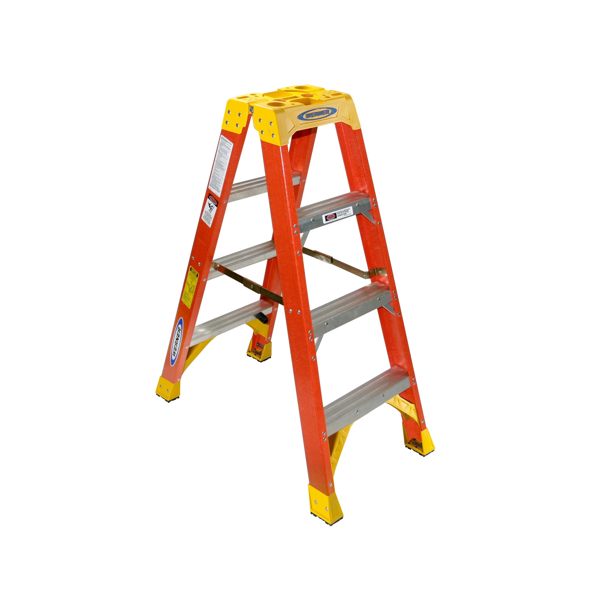 Escalera gemela de fibra de vidrio de 4 pies (altura de alcance de 8 pies) tipo 1A con capacidad de carga de 300 lb - T6204 de Werner