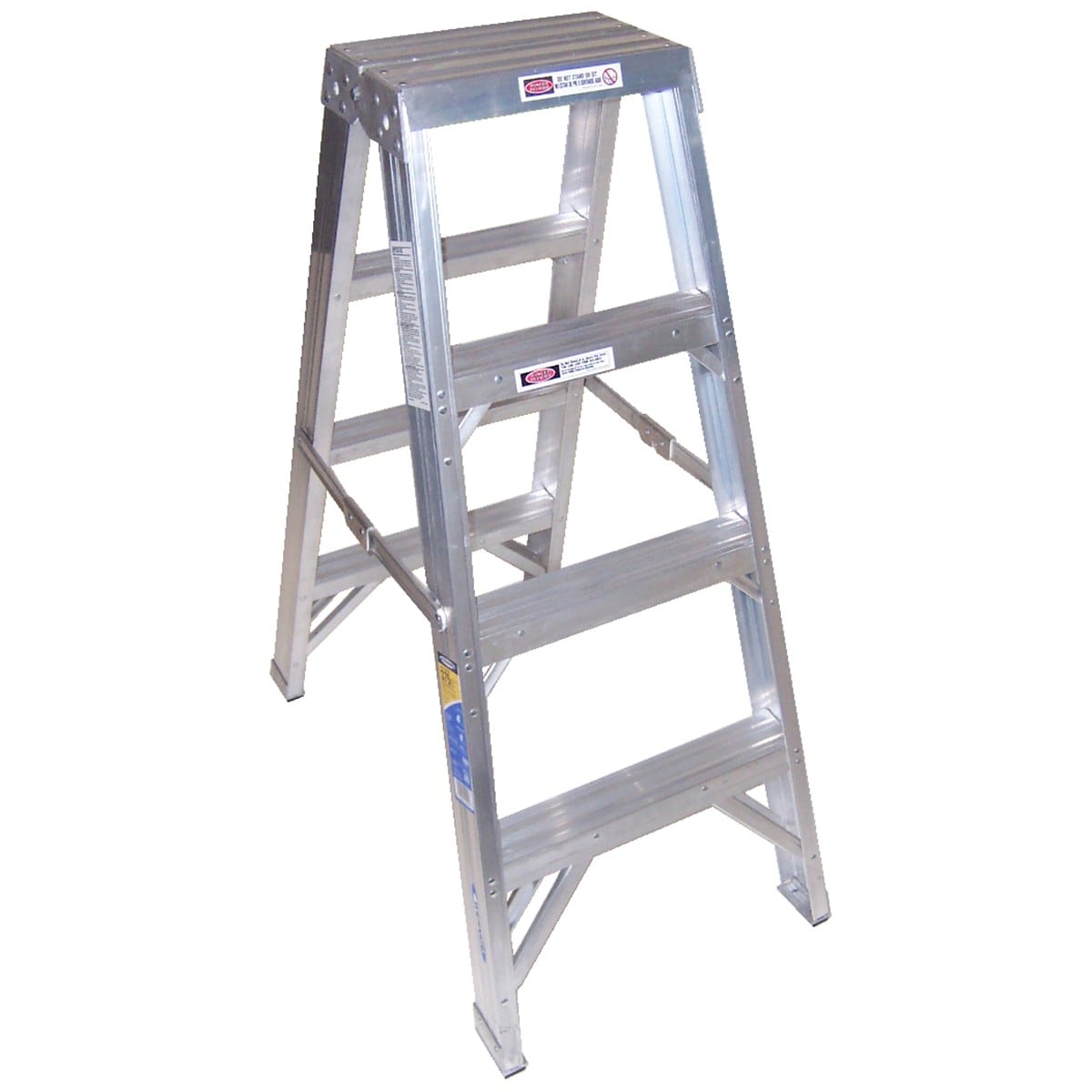 Escalera gemela T404 de aluminio tipo 1AA de Werner, 4 pies (altura de alcance de 8 pies) - Capacidad de carga de 375 lbs.
