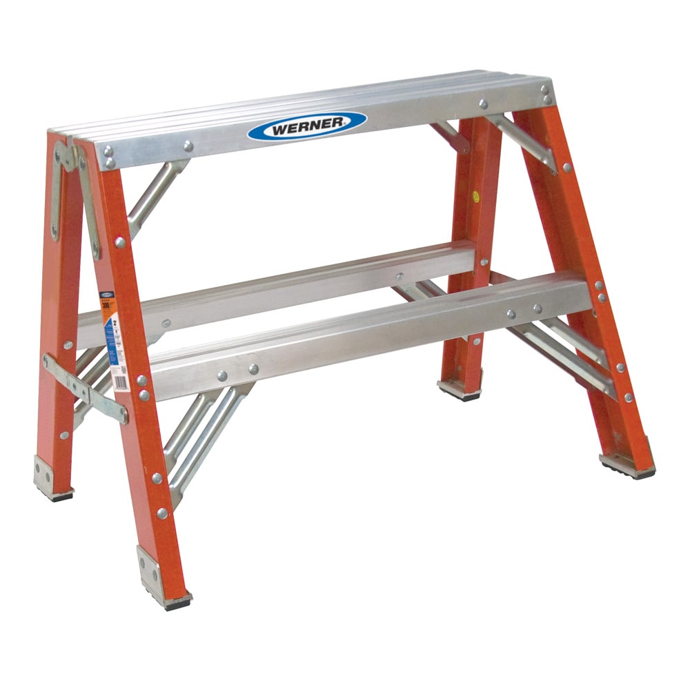 Escalera Gemela de Fibra de Vidrio Tipo 1A de 2 pies (altura de alcance de 8 pies) con Capacidad de Carga de 300 lbs. Werner TW6202