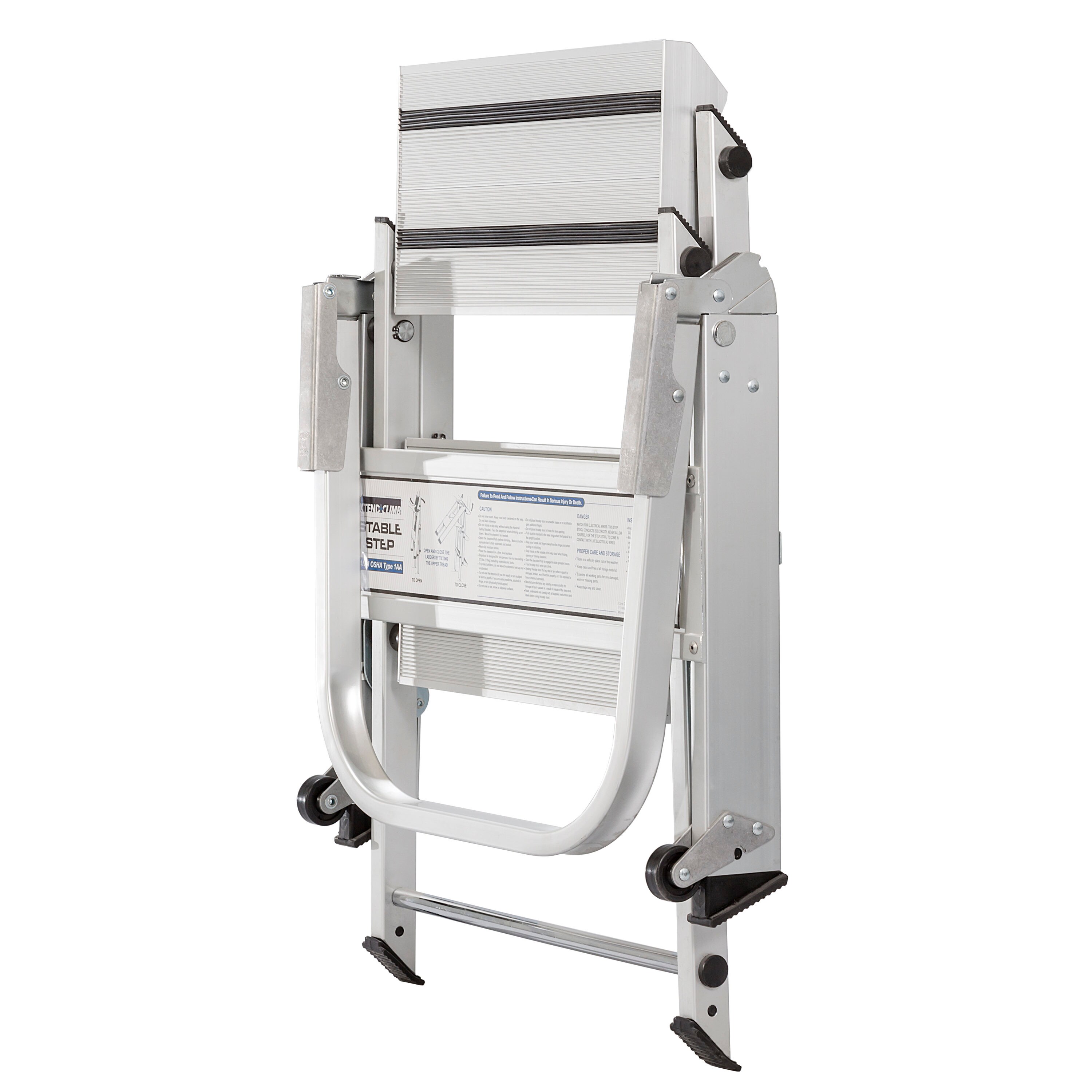Escalera de aluminio certificada por ANSI Xtend+Climb de 3 pies (altura de alcance de 7.8 pies) Tipo 1AA - Capacidad de carga de 170 kg.