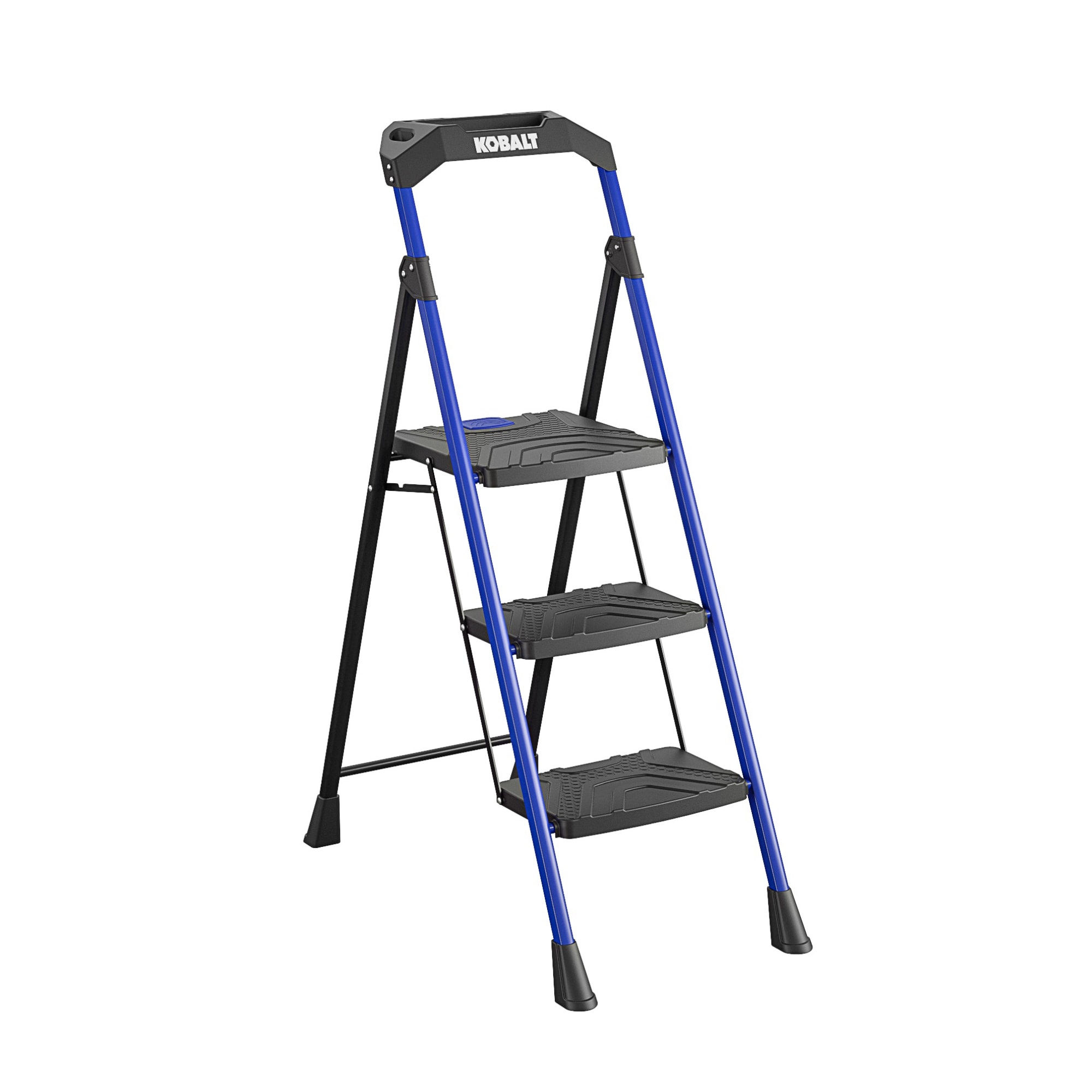 Taburete Plegable de Acero Negro con Capacidad de 300 libras de 3 Peldaños de Kobalt