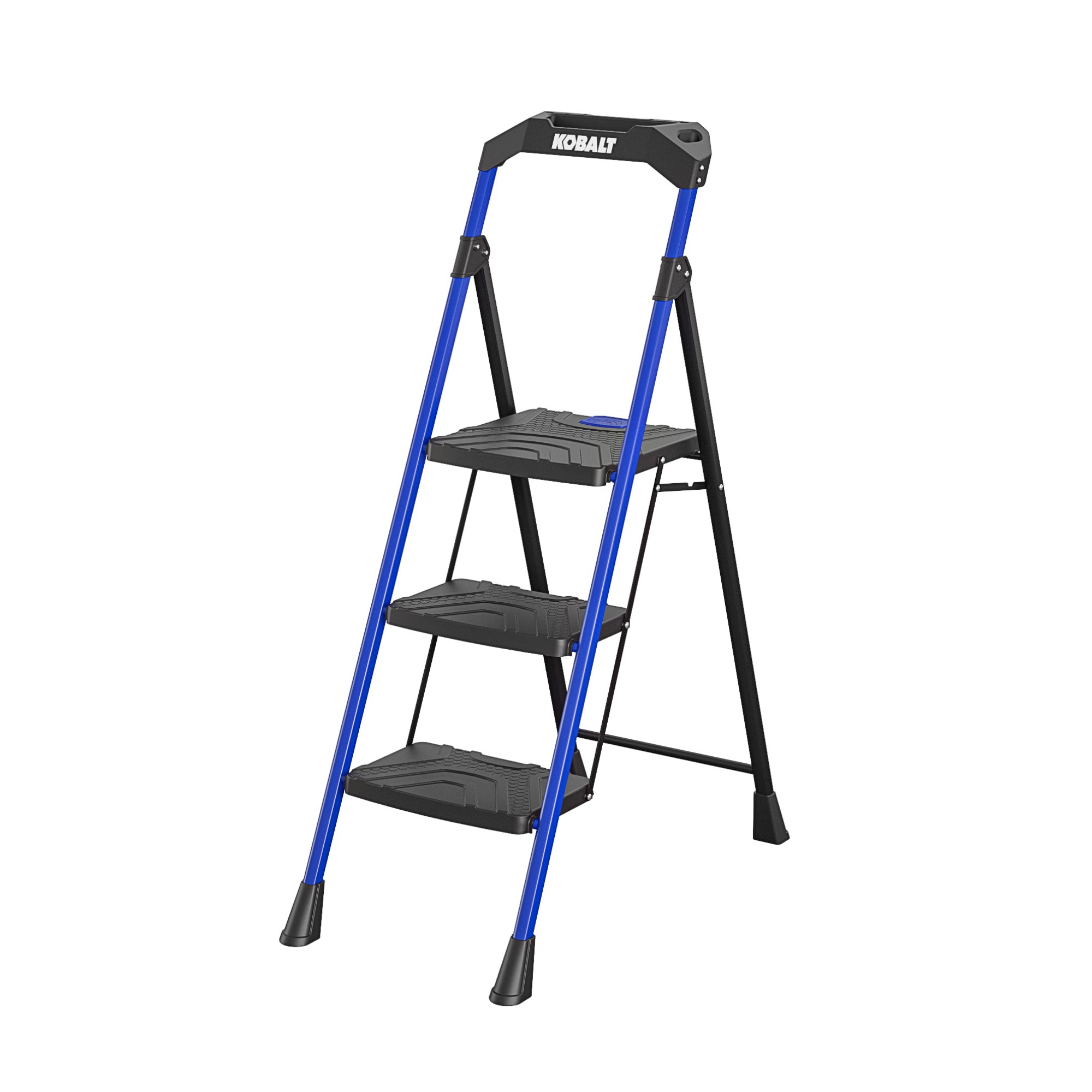 Taburete Plegable de Acero Negro con Capacidad de 300 libras de 3 Peldaños de Kobalt