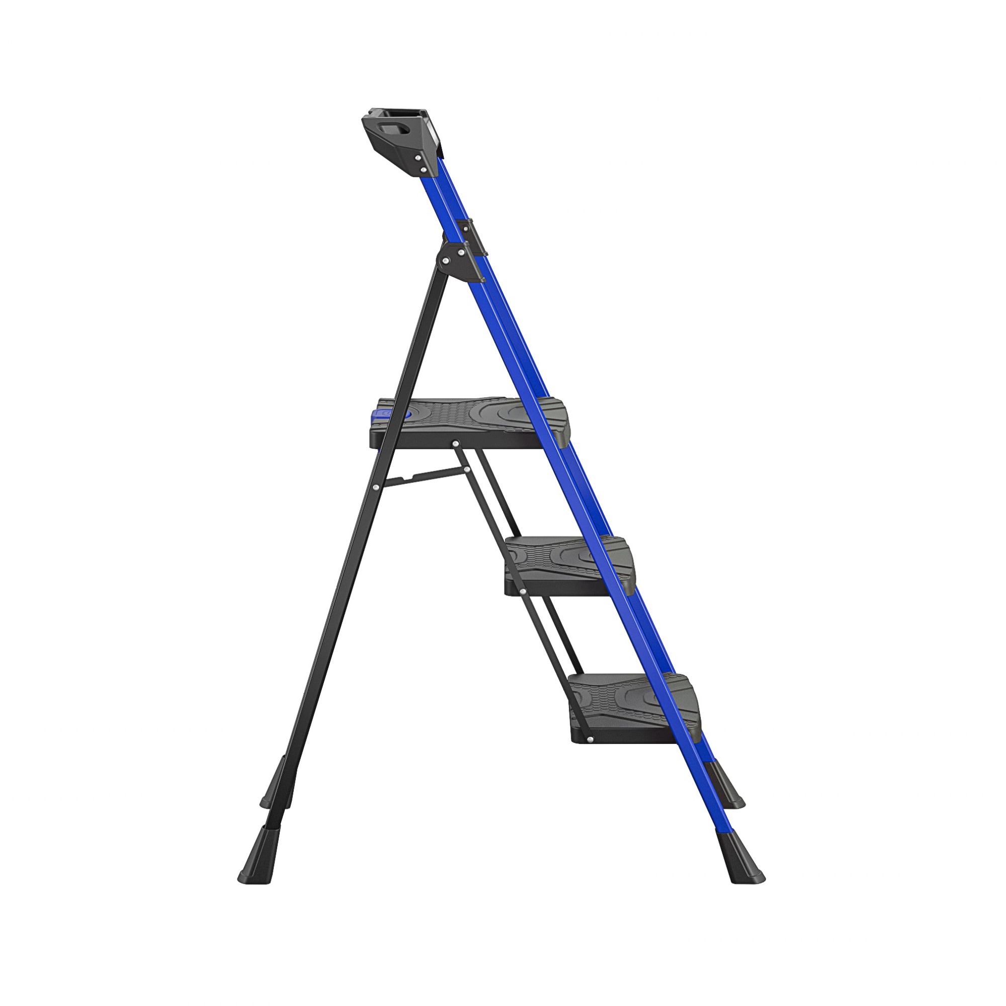 Taburete Plegable de Acero Negro con Capacidad de 300 libras de 3 Peldaños de Kobalt