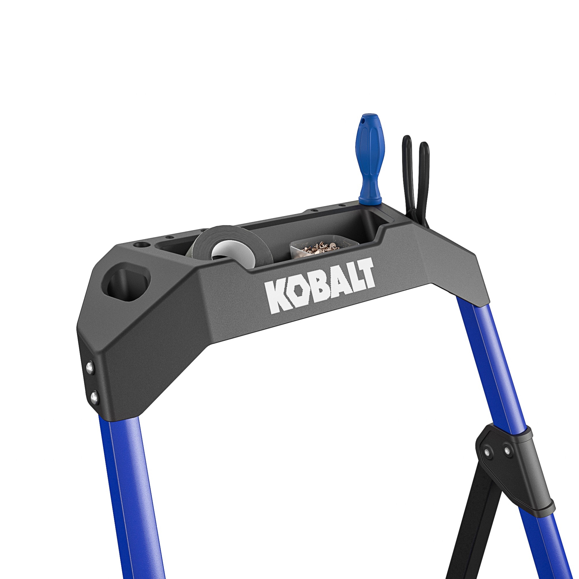 Taburete Plegable de Acero Negro con Capacidad de 300 libras de 3 Peldaños de Kobalt