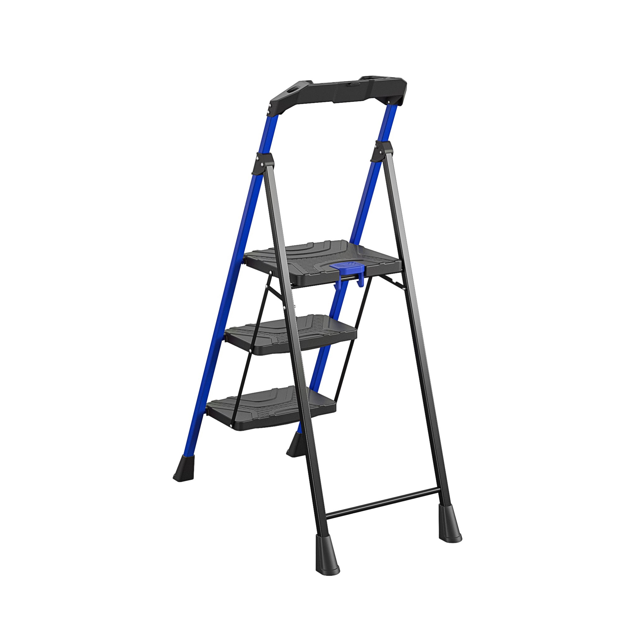 Taburete Plegable de Acero Negro con Capacidad de 300 libras de 3 Peldaños de Kobalt