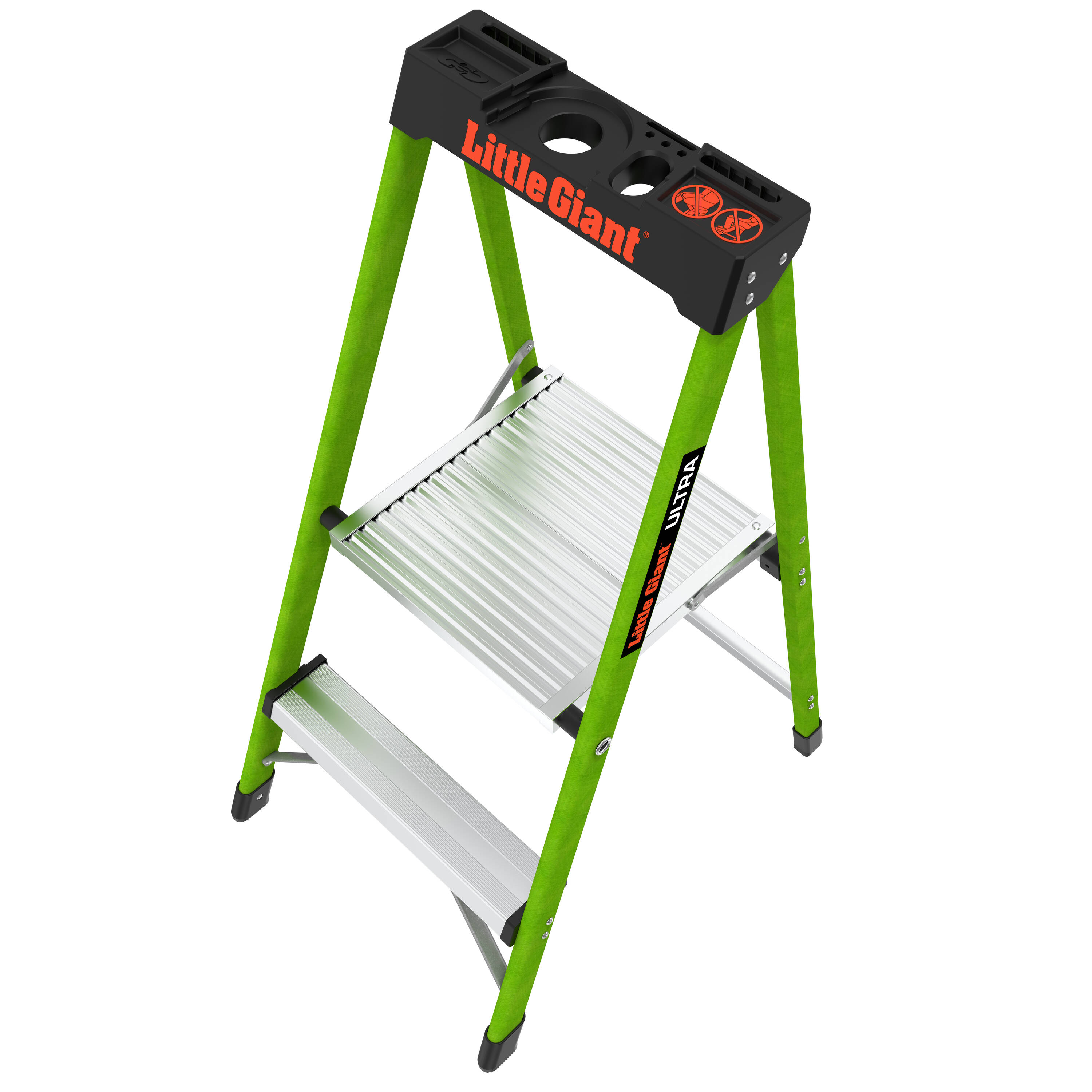 Escalera Plegable de Fibra de Vidrio Verde con Capacidad de 300 lb de Little Giant Ladders Ultra 2 Peldaños 11862-002