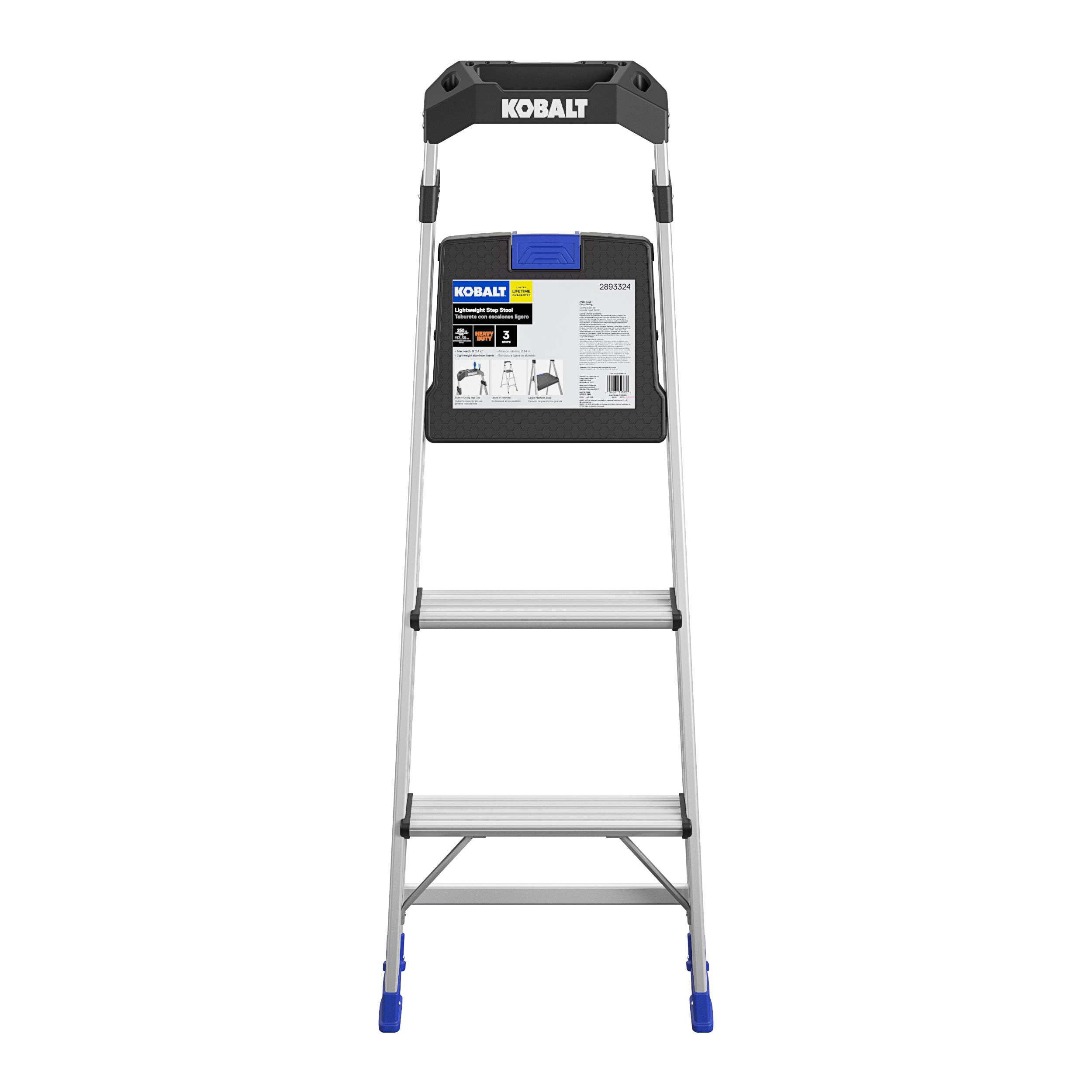 Taburete plegable de aluminio de capacidad para 250 libras y acabados en varios colores (Paso a paso de 3 pasos) - 20553ABL2