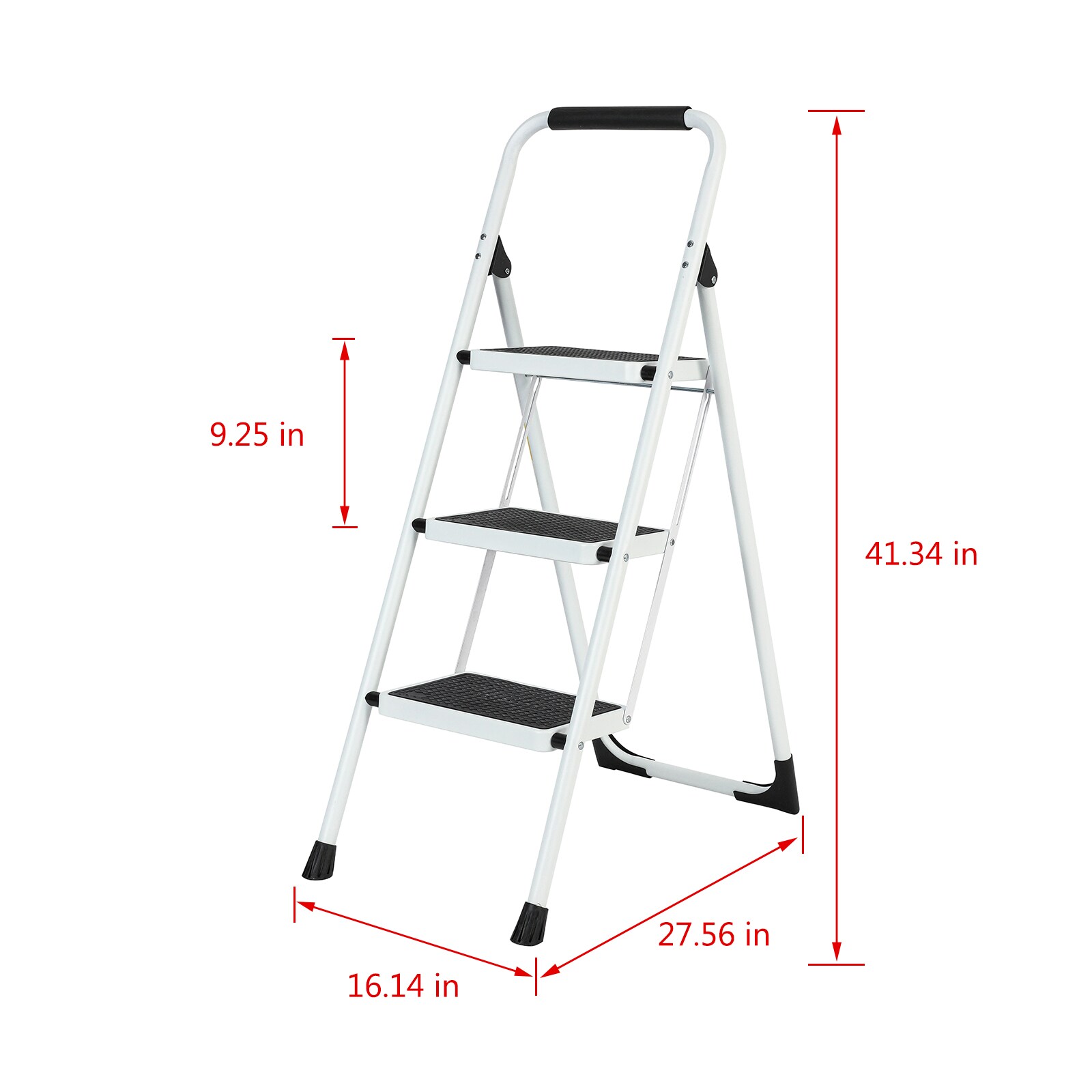 Taburete Plegable de Acero Blanco con Capacidad de 330 lb en 3 Pasos Maocao Hoom