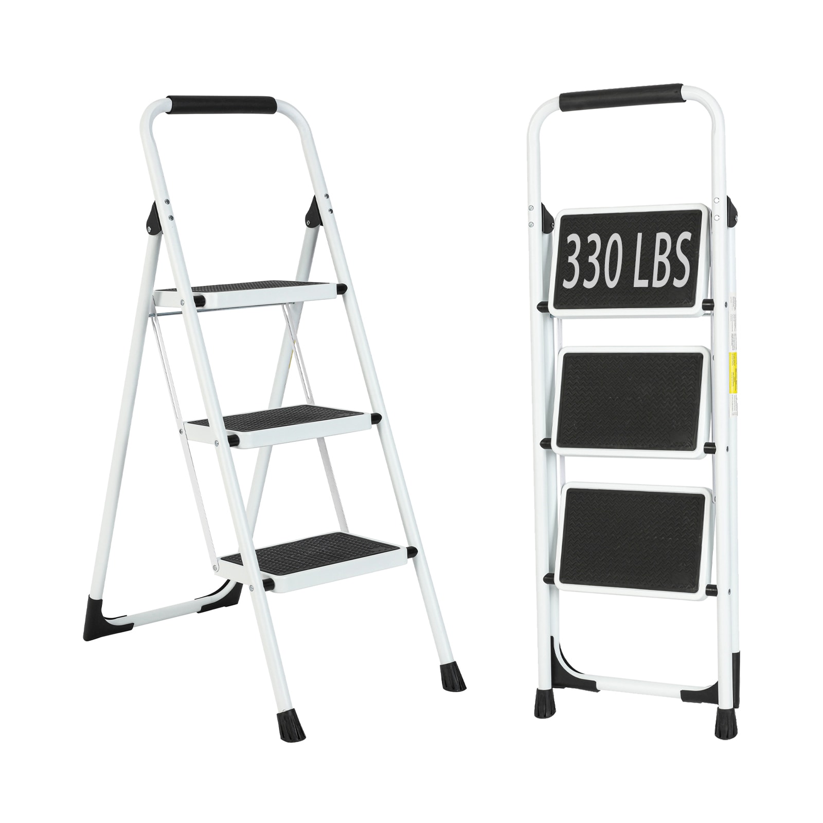 Taburete Plegable de Acero Blanco con Capacidad de 330 lb en 3 Pasos Maocao Hoom