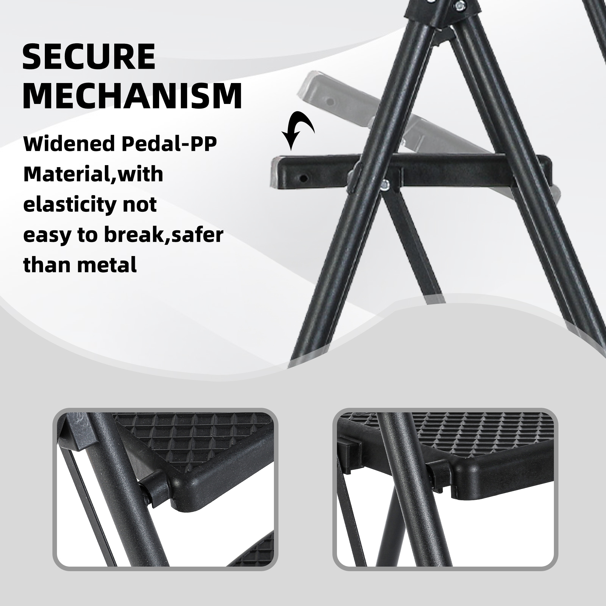 Escalera de 5 Peldaños Siavonce con Capacidad de 550 lb de Acero Negro Plegable paso XH44665