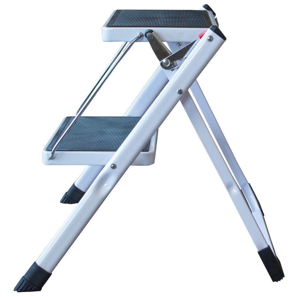 Taburete Plegable de Aluminio Negro de 2 Peldaños con Capacidad de 225 lb de AmeriHome
