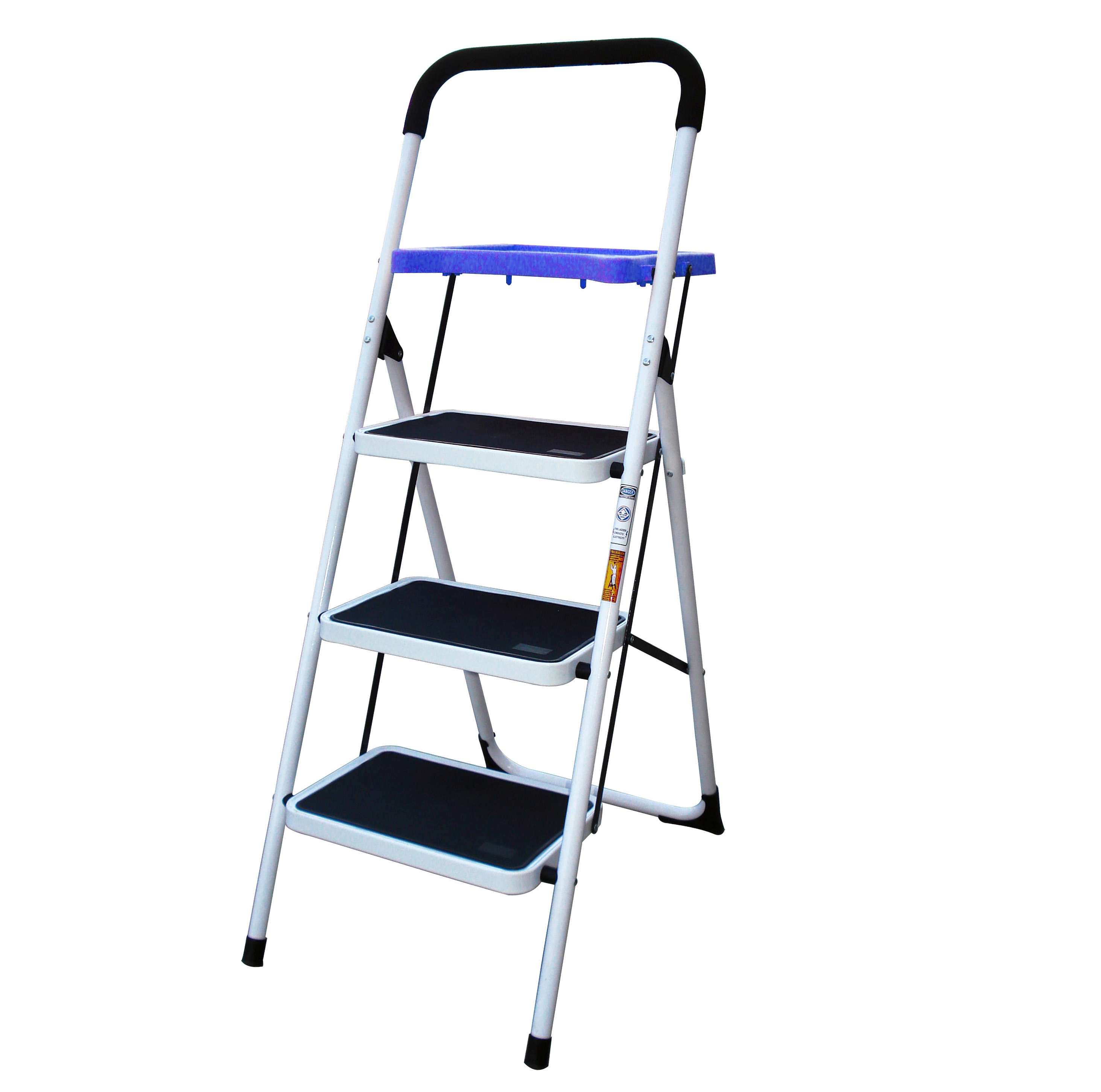 Banquillo Plegable de 3 Peldaños de Acero Blanco con Capacidad de 300 libras AmeriHome