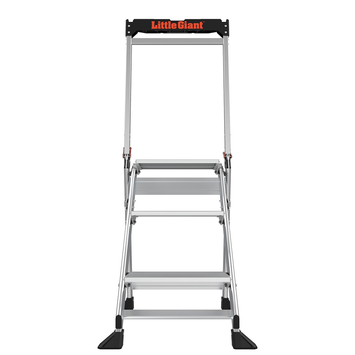 Escalera de pasos plegable de aluminio plateado Little Giant Ladders Jumbo Step M3 de 3 peldaños con capacidad de 375.0 lbs
