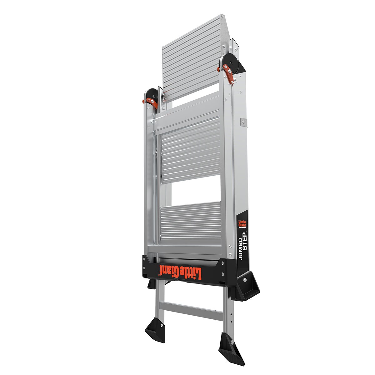 Escalera de pasos plegable de aluminio plateado Little Giant Ladders Jumbo Step M3 de 3 peldaños con capacidad de 375.0 lbs