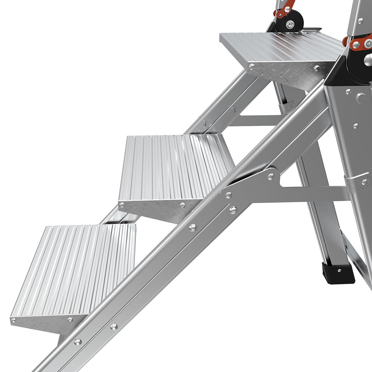 Escalera de pasos plegable de aluminio plateado Little Giant Ladders Jumbo Step M3 de 3 peldaños con capacidad de 375.0 lbs