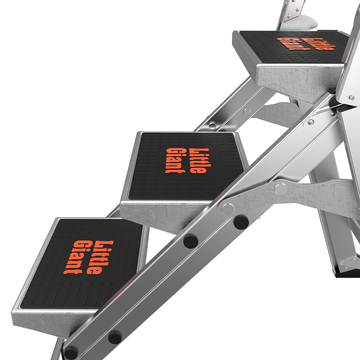 Taburete de seguridad plegable Little Giant Ladders Safety Step M3 de 3 peldaños y capacidad de 300 lb en aluminio plateado (10310BA)