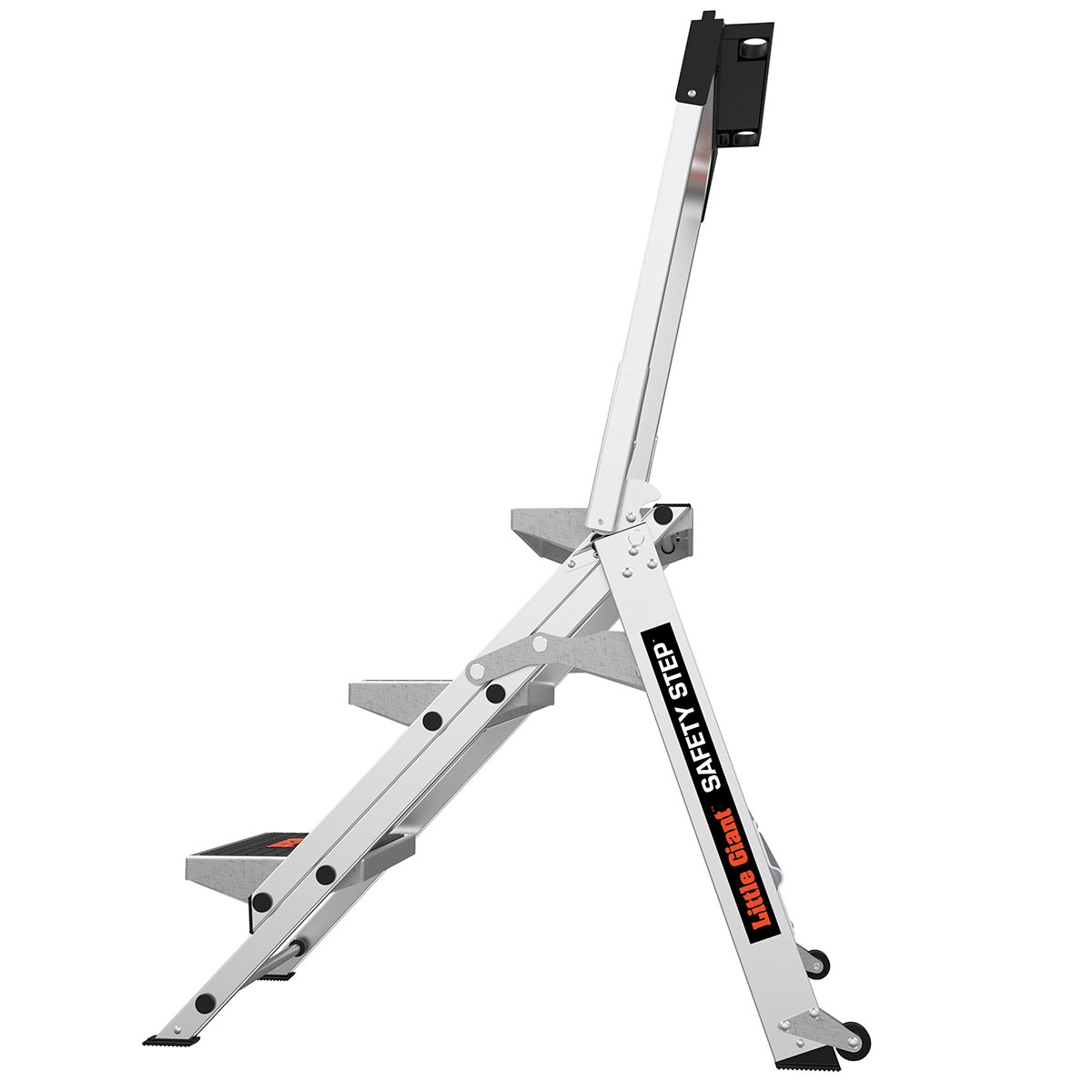 Taburete de seguridad plegable Little Giant Ladders Safety Step M3 de 3 peldaños y capacidad de 300 lb en aluminio plateado (10310BA)