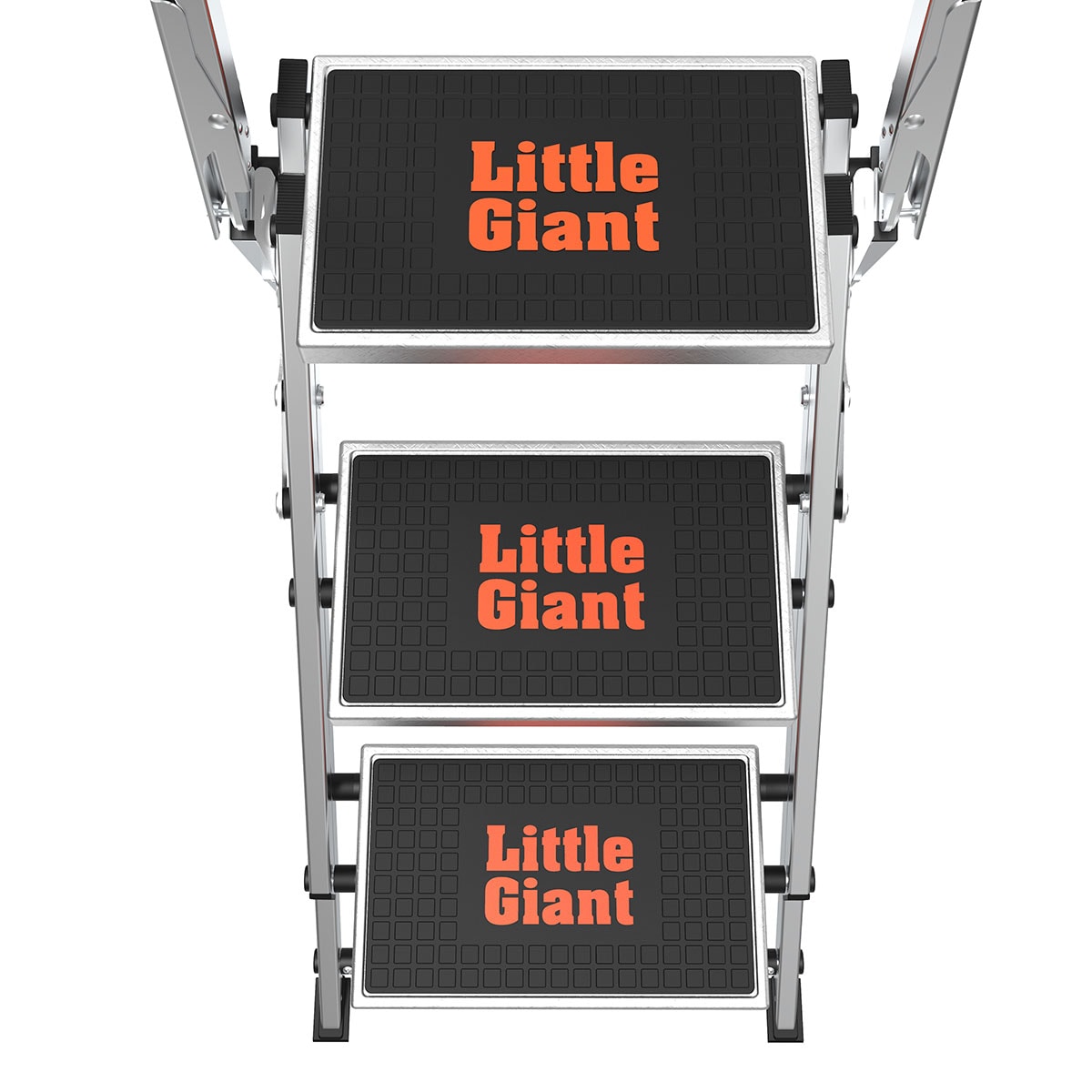 Taburete de seguridad plegable Little Giant Ladders Safety Step M3 de 3 peldaños y capacidad de 300 lb en aluminio plateado (10310BA)