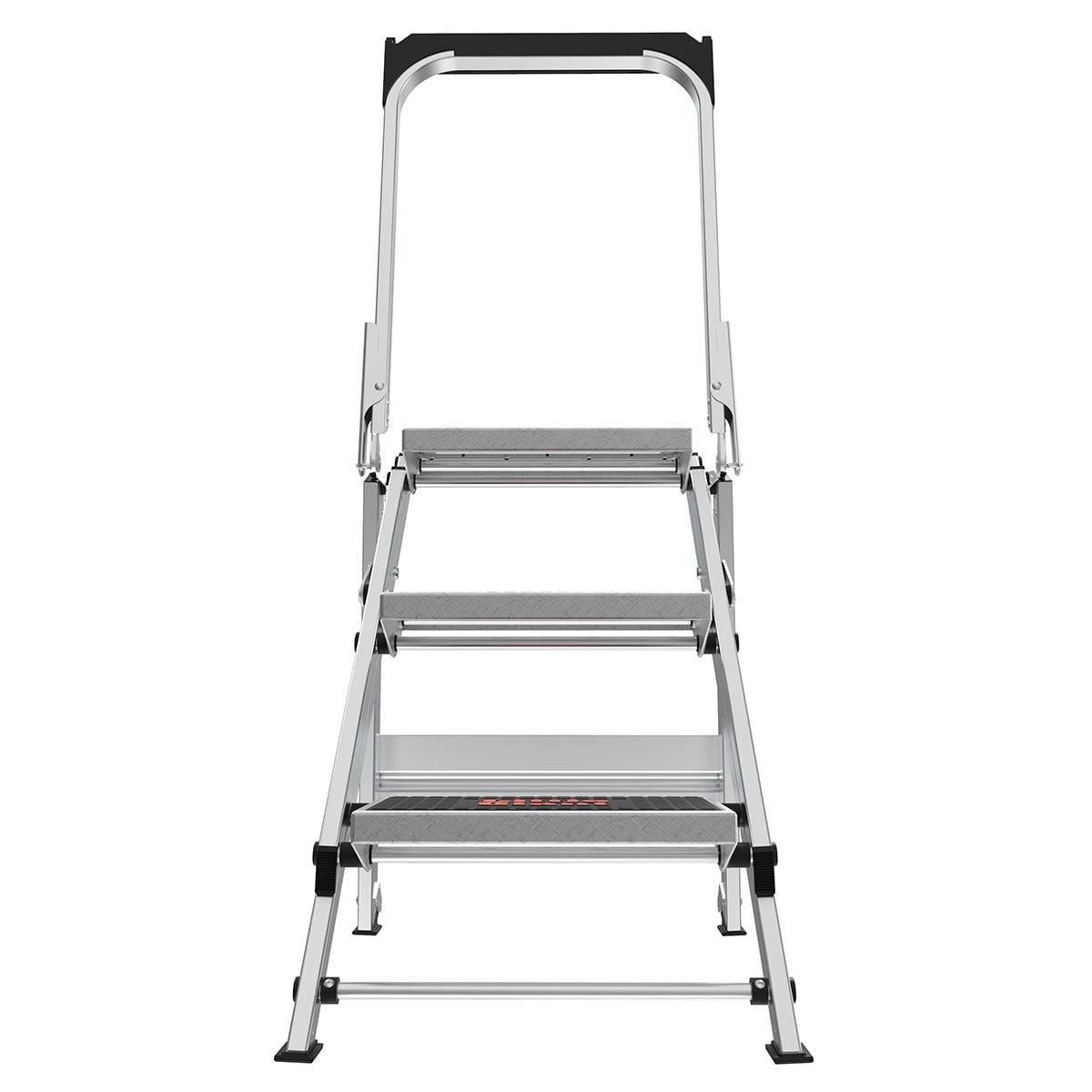 Taburete de seguridad plegable Little Giant Ladders Safety Step M3 de 3 peldaños y capacidad de 300 lb en aluminio plateado (10310BA)