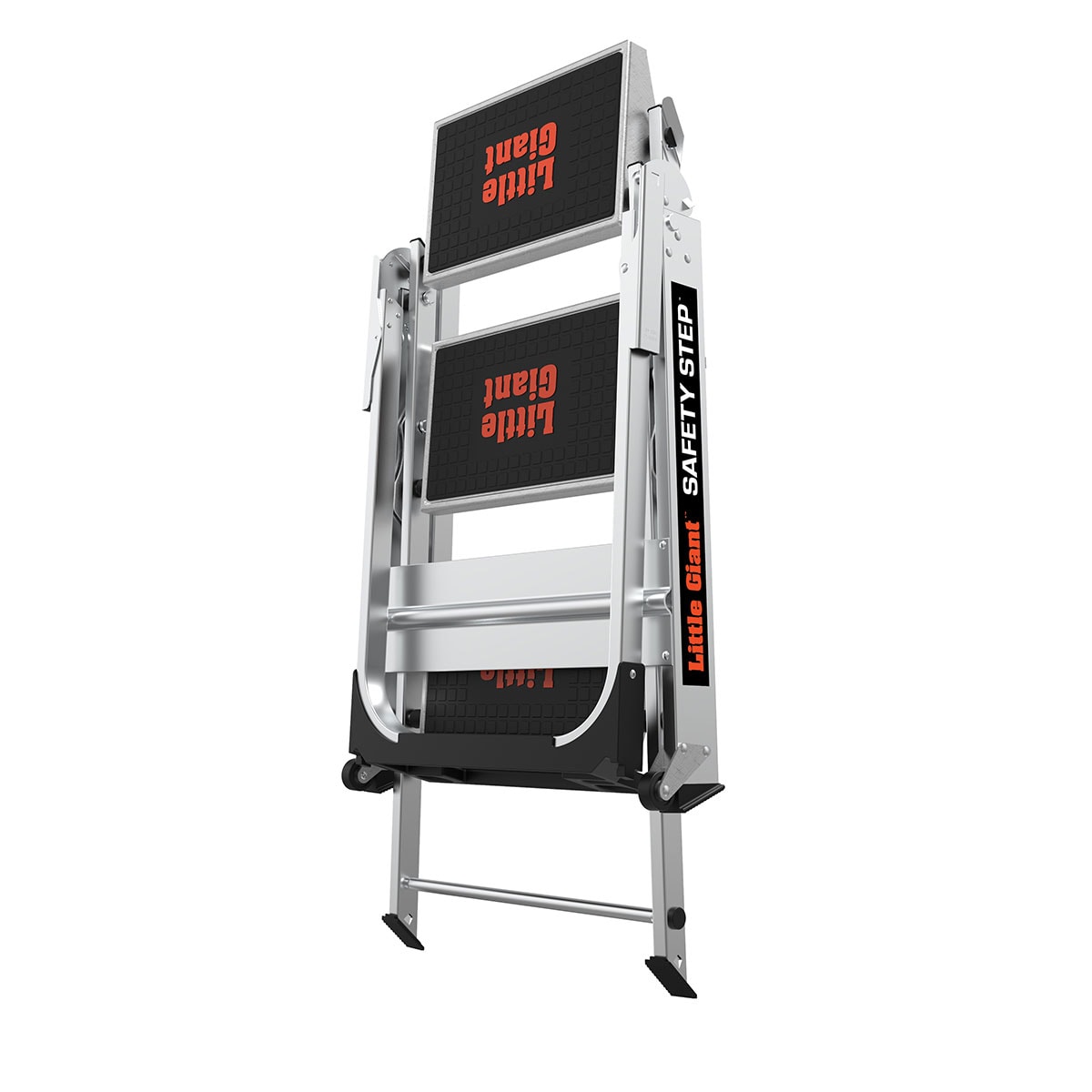 Taburete de seguridad plegable Little Giant Ladders Safety Step M3 de 3 peldaños y capacidad de 300 lb en aluminio plateado (10310BA)