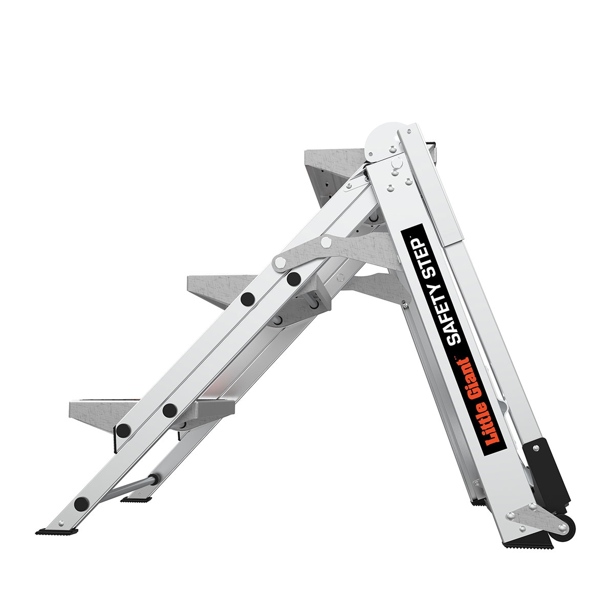 Taburete de seguridad plegable Little Giant Ladders Safety Step M3 de 3 peldaños y capacidad de 300 lb en aluminio plateado (10310BA)