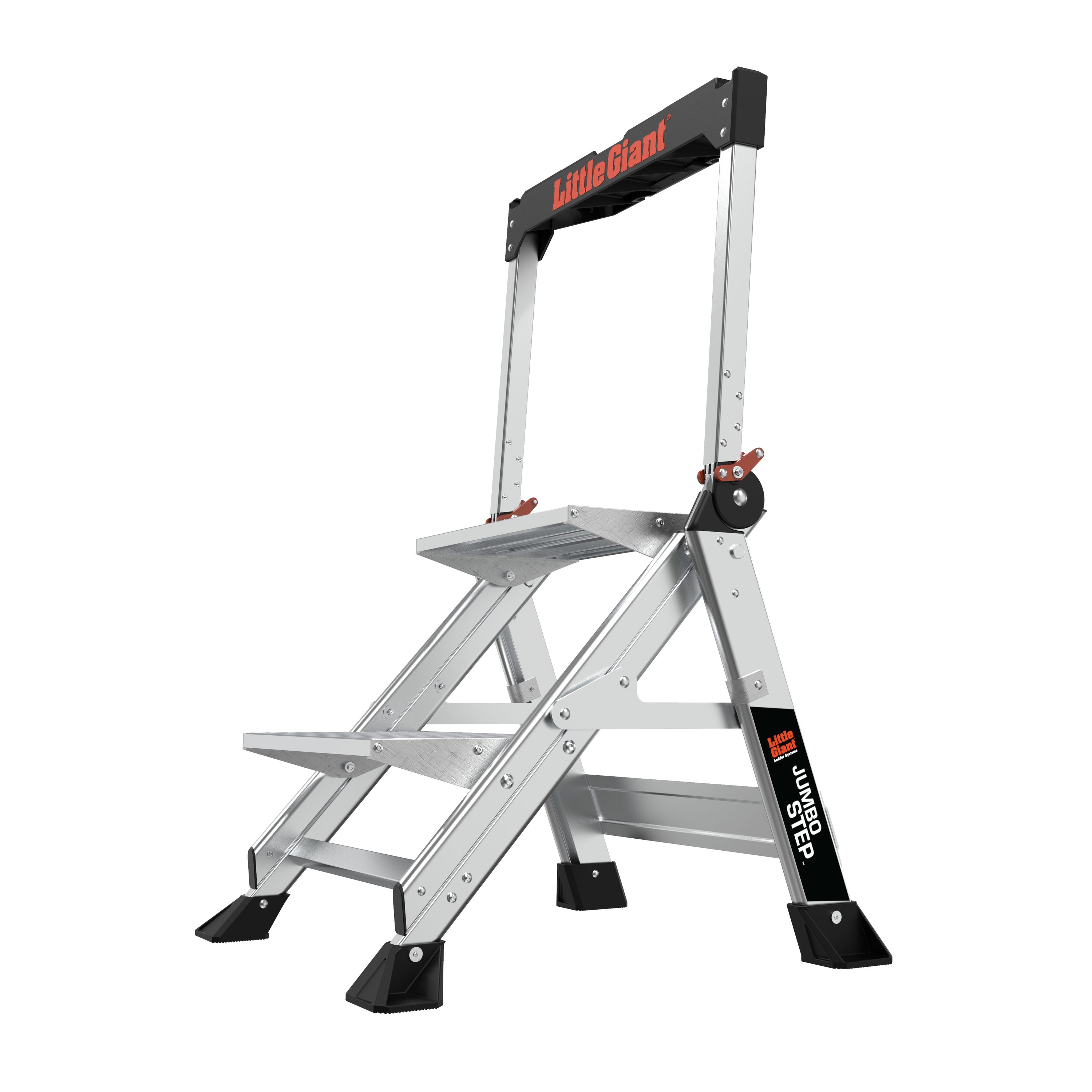 Escalonilla Plegable de Aluminio Plateado Little Giant Ladders Jumbo Step M2 de 2 Escalones con Capacidad de 375.0 lbs 11902
