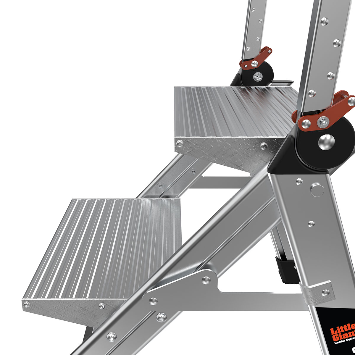 Escalonilla Plegable de Aluminio Plateado Little Giant Ladders Jumbo Step M2 de 2 Escalones con Capacidad de 375.0 lbs 11902