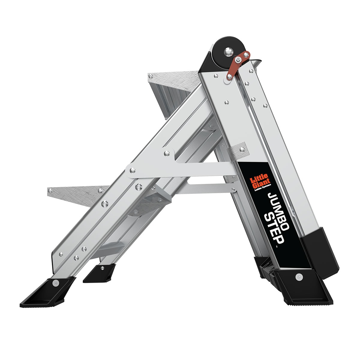 Escalonilla Plegable de Aluminio Plateado Little Giant Ladders Jumbo Step M2 de 2 Escalones con Capacidad de 375.0 lbs 11902