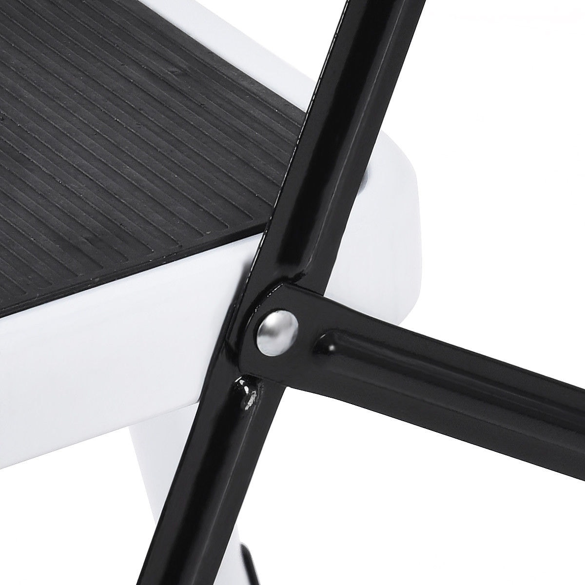 Escalonilla Plegable de Acero Negro con Capacidad de 150 kg y 3 Pasos de WELLFOR