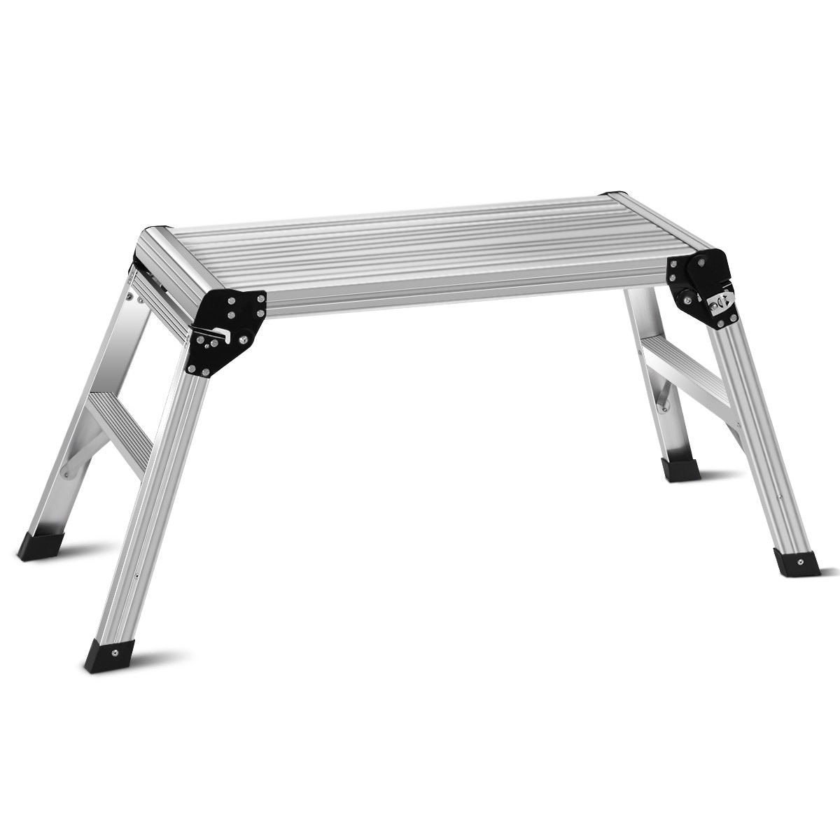 Escalerilla plegable de aluminio plateado con capacidad de 330 libras WELLFOR TL-HGY-35260