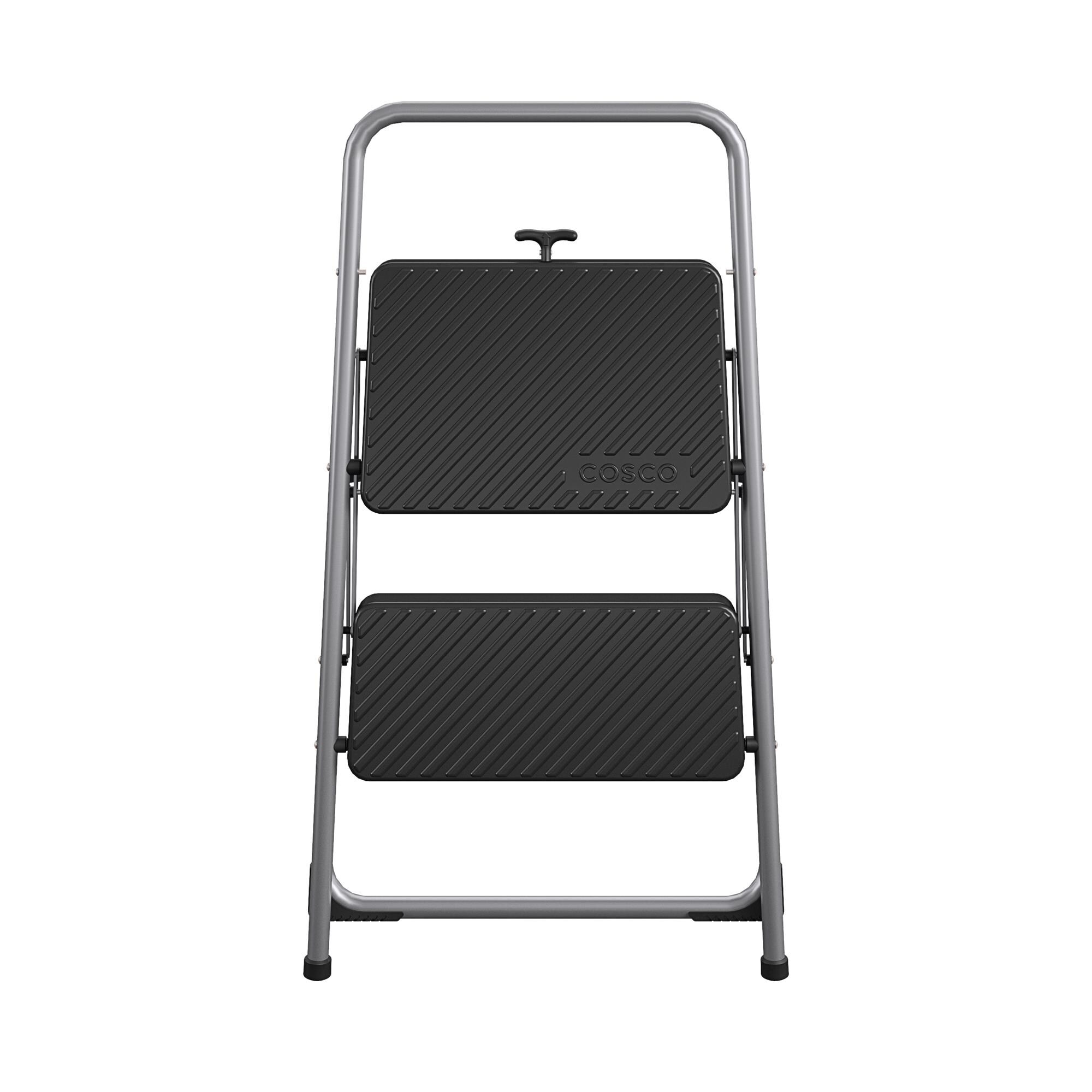 Banqueta plegable de acero gris con capacidad para 200 libras de 2 peldaños de Cosco