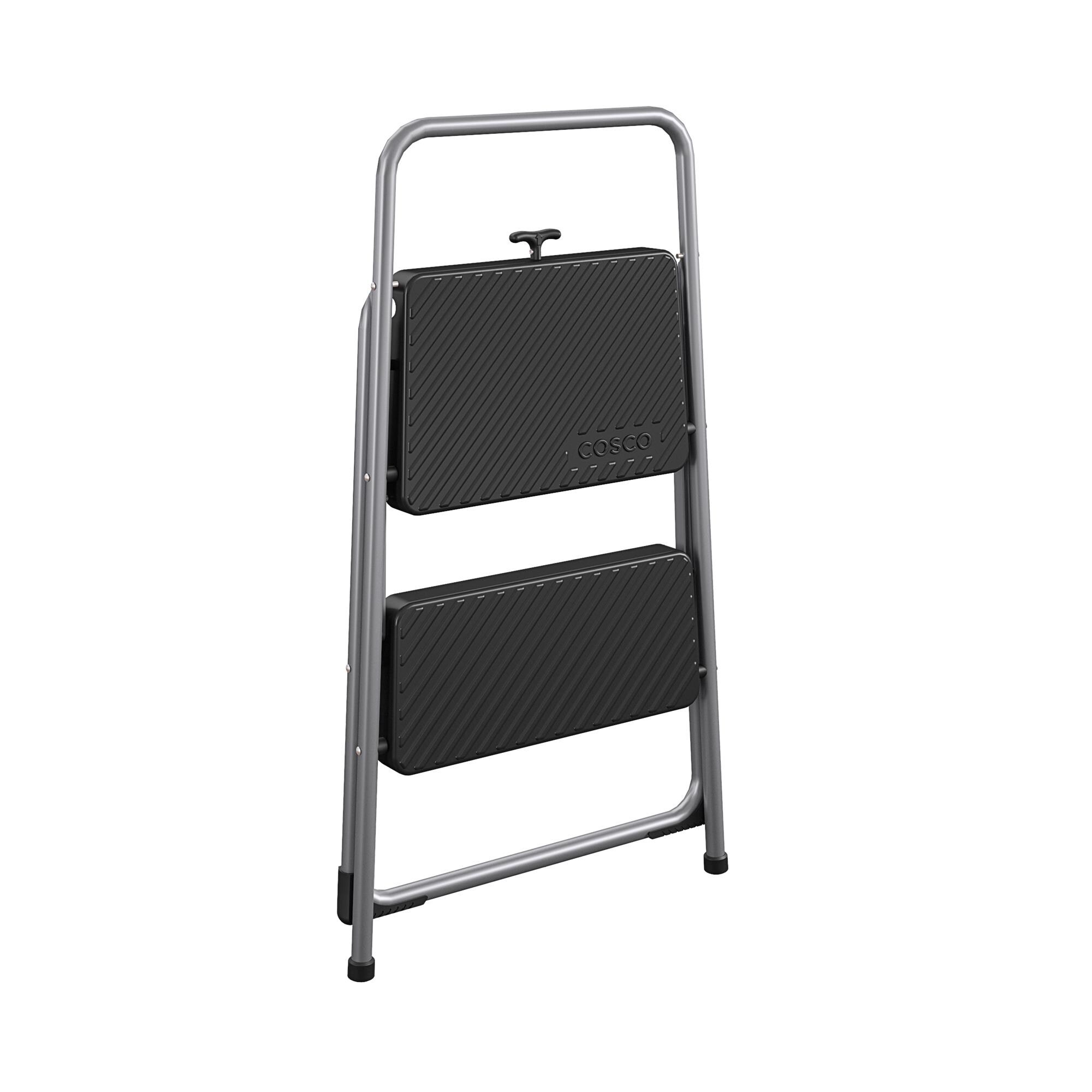 Banqueta plegable de acero gris con capacidad para 200 libras de 2 peldaños de Cosco