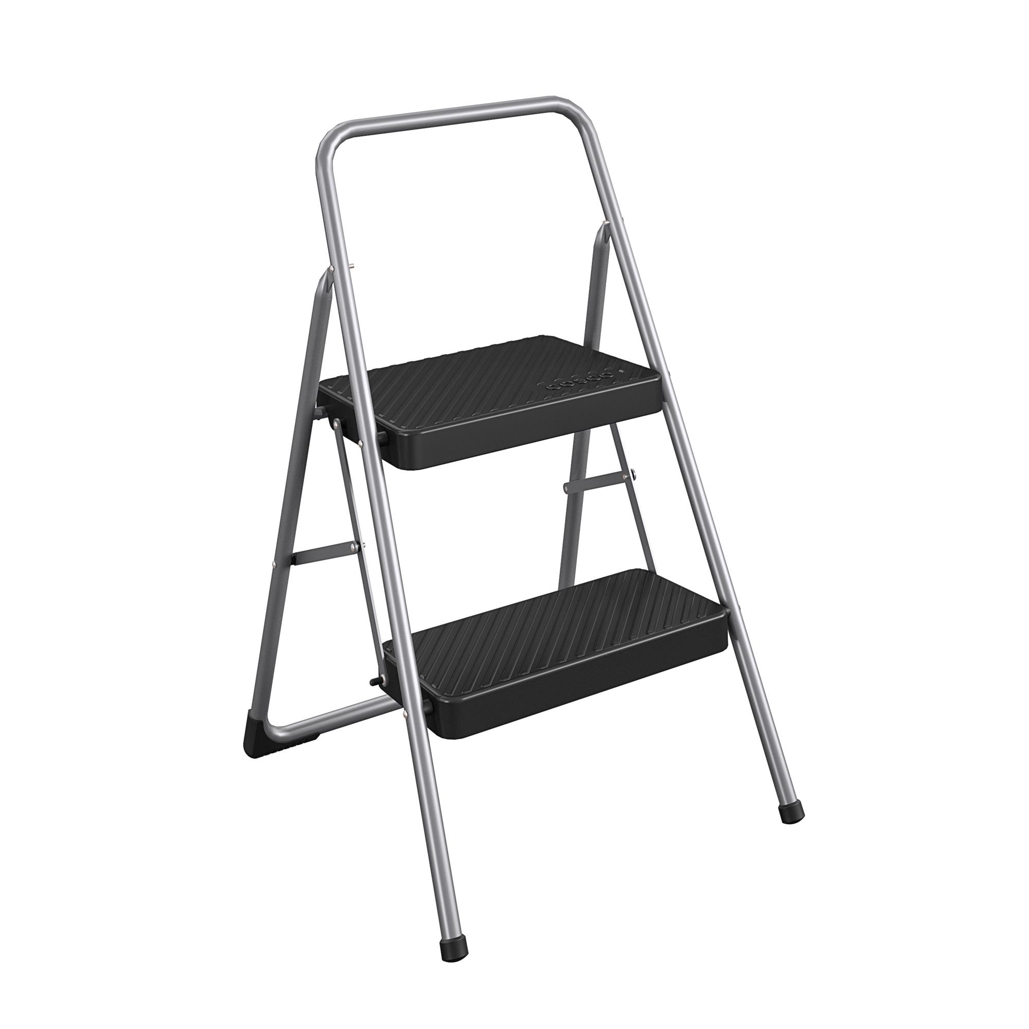 Banqueta plegable de acero gris con capacidad para 200 libras de 2 peldaños de Cosco