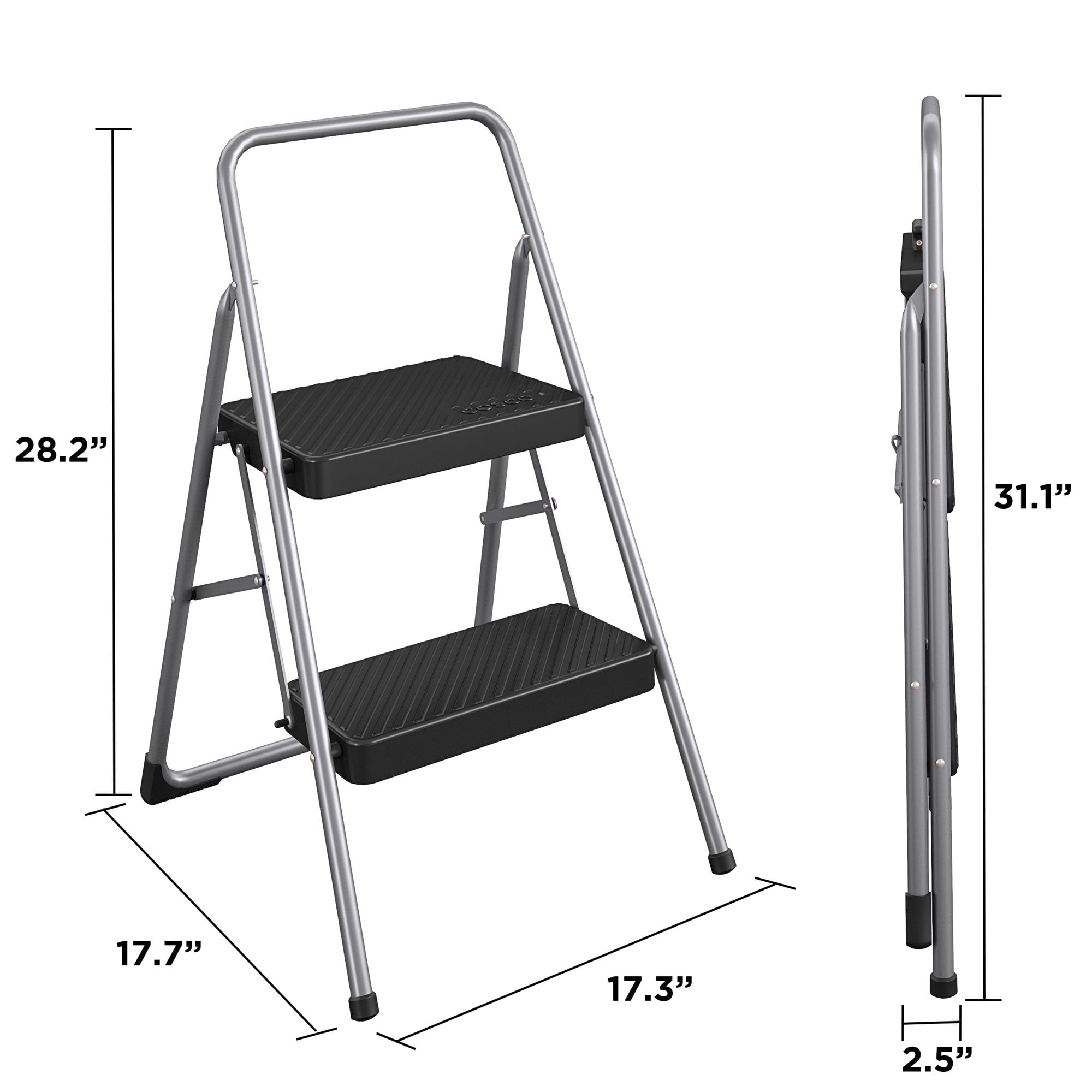 Banqueta plegable de acero gris con capacidad para 200 libras de 2 peldaños de Cosco