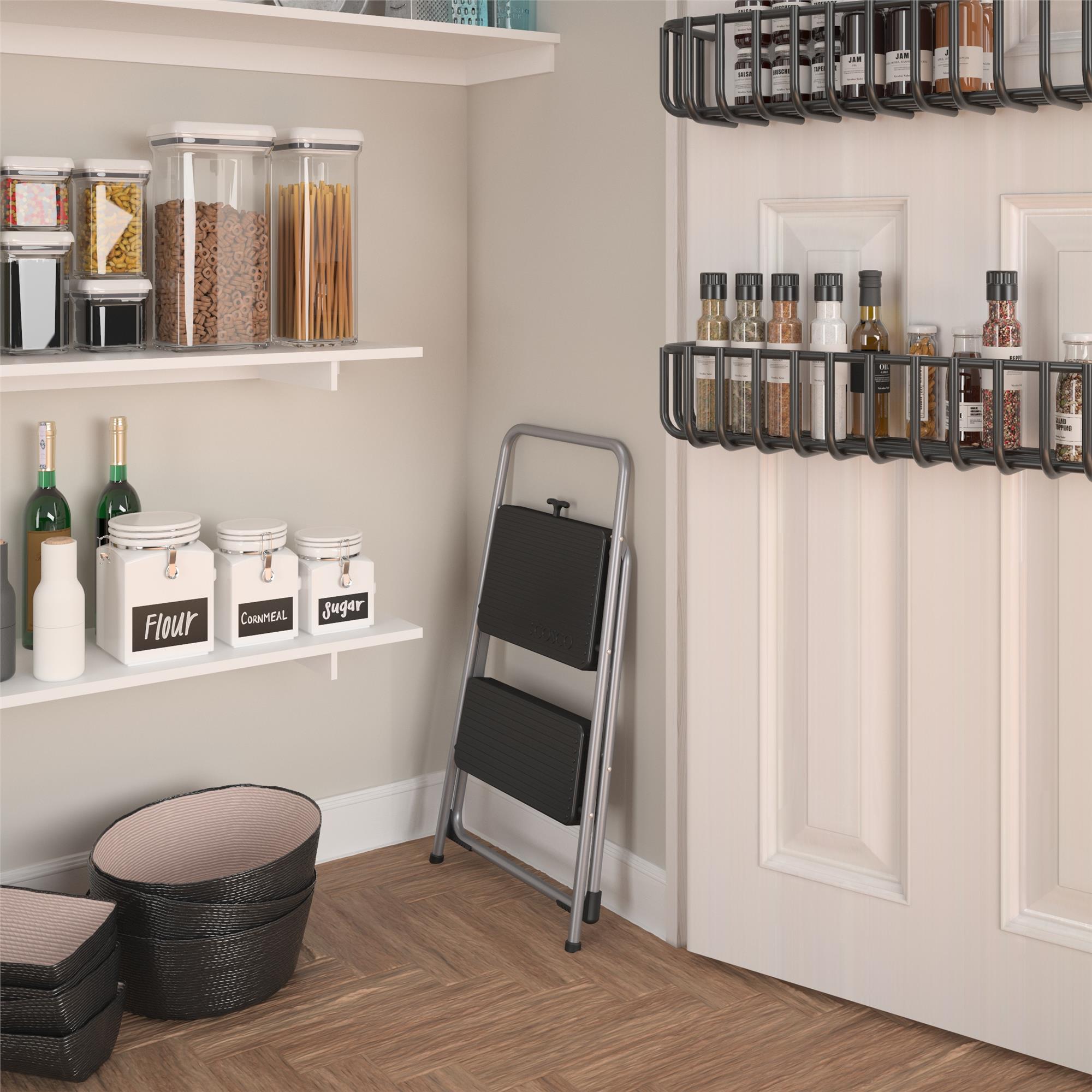 Banqueta plegable de acero gris con capacidad para 200 libras de 2 peldaños de Cosco