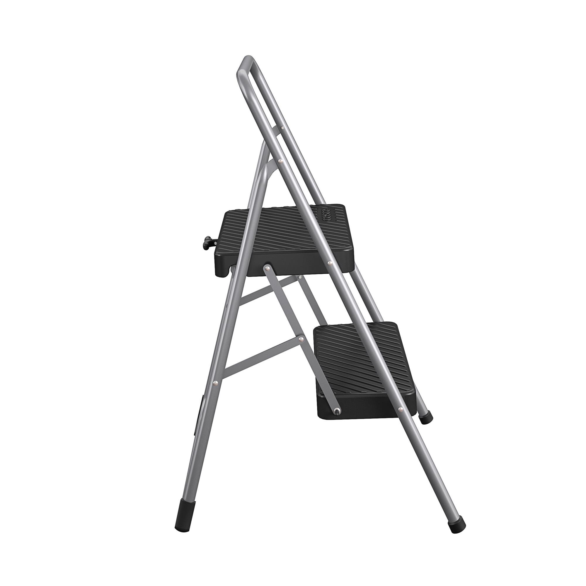 Banqueta plegable de acero gris con capacidad para 200 libras de 2 peldaños de Cosco