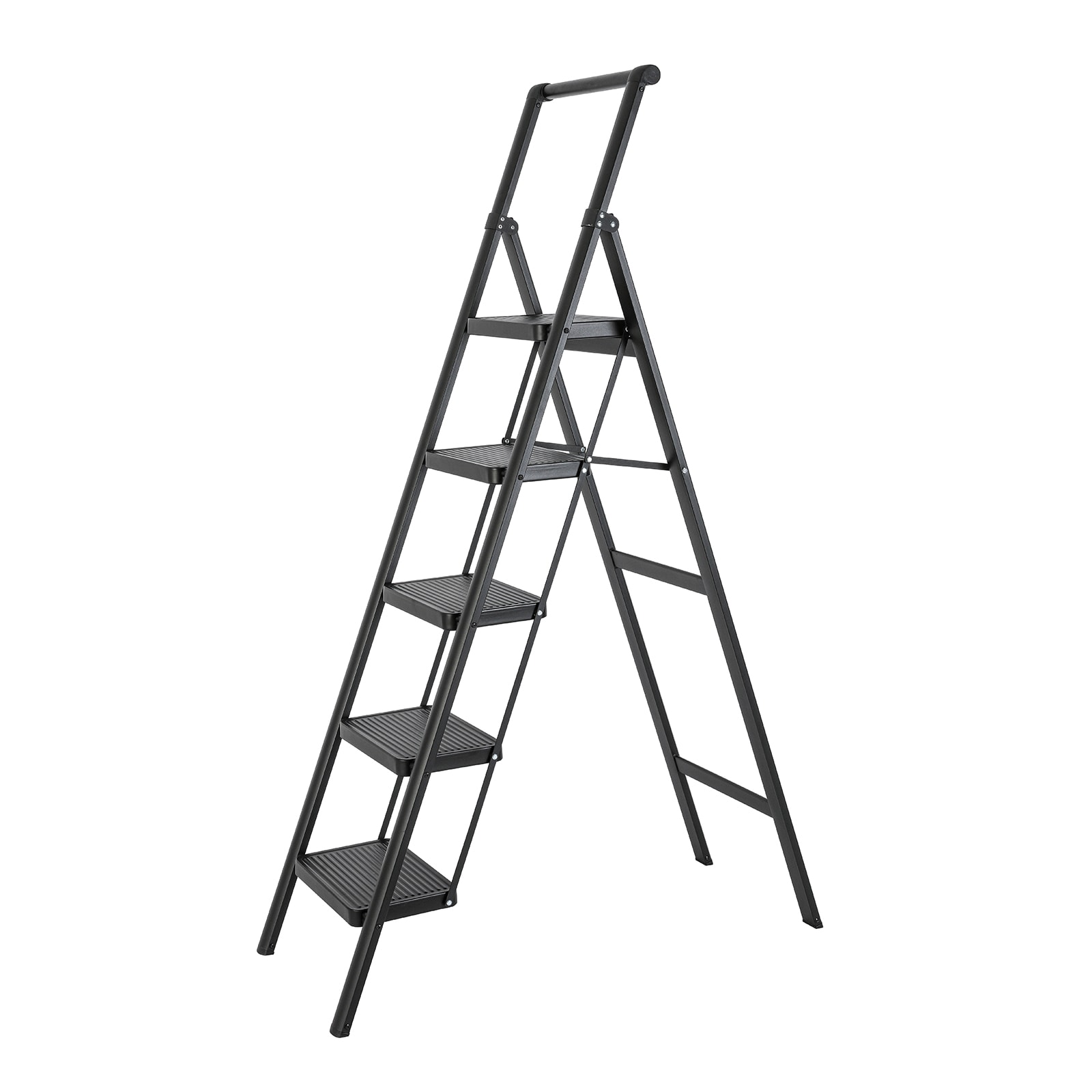 Escalera de 5 peldaños con capacidad de 330 lb de acero negro plegable - Paso Siavonce