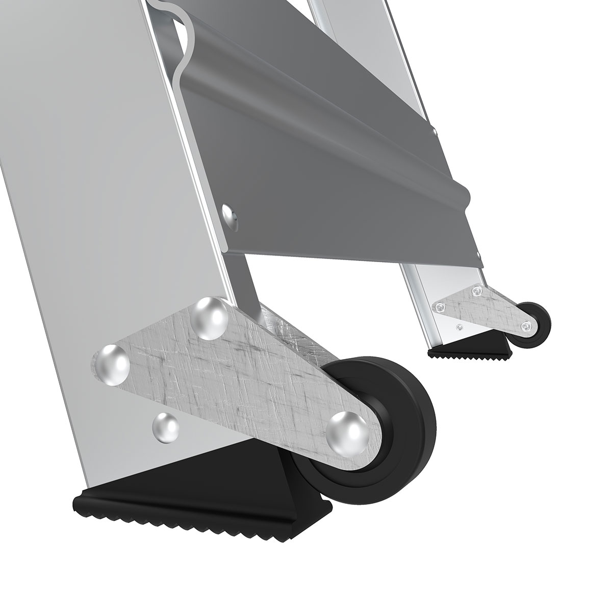 Escalón plegable de aluminio plateado con capacidad de 300 lb de Little Giant Ladders - Escalón de seguridad de 4 peldaños 10410BA