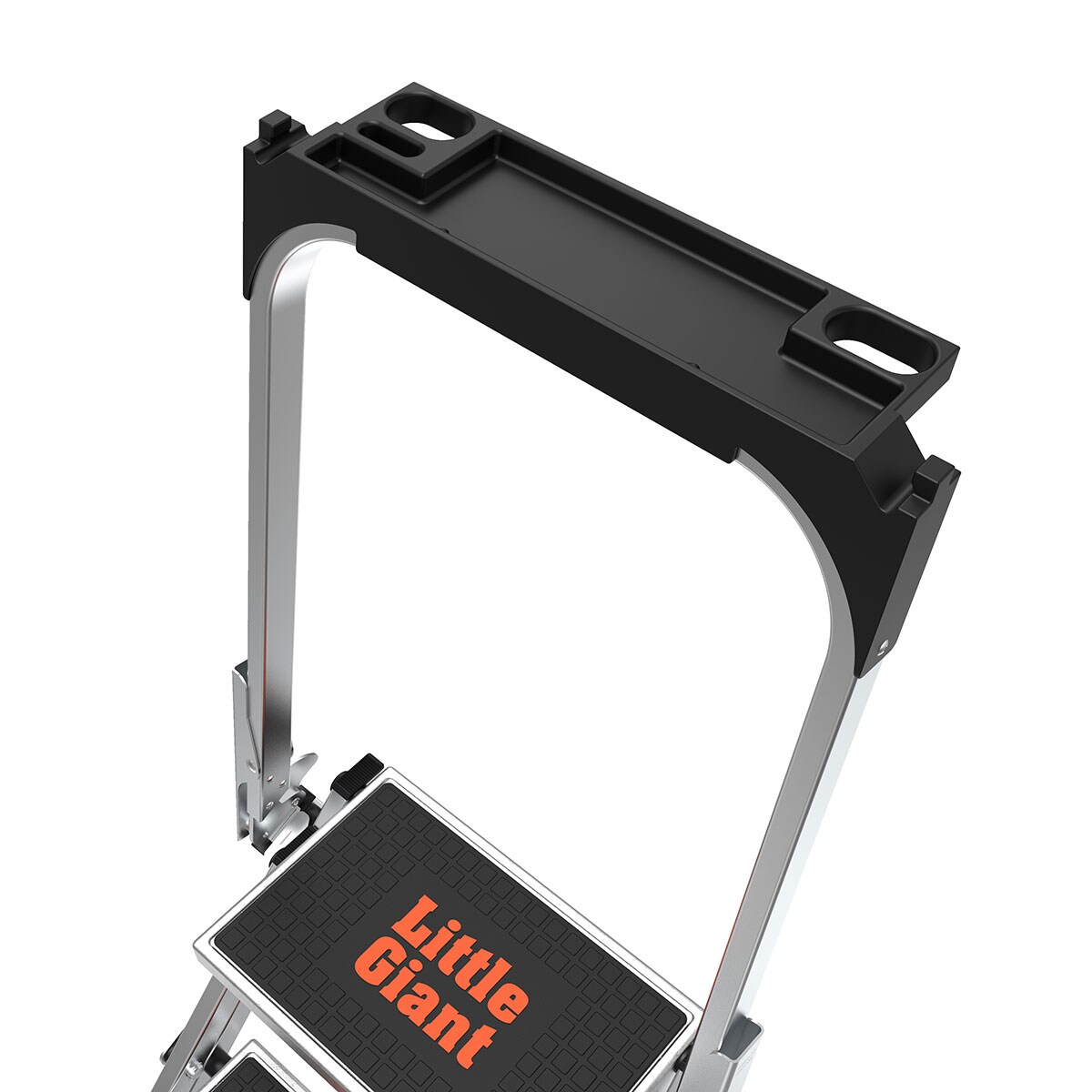 Escalón plegable de aluminio plateado con capacidad de 300 lb de Little Giant Ladders - Escalón de seguridad de 4 peldaños 10410BA