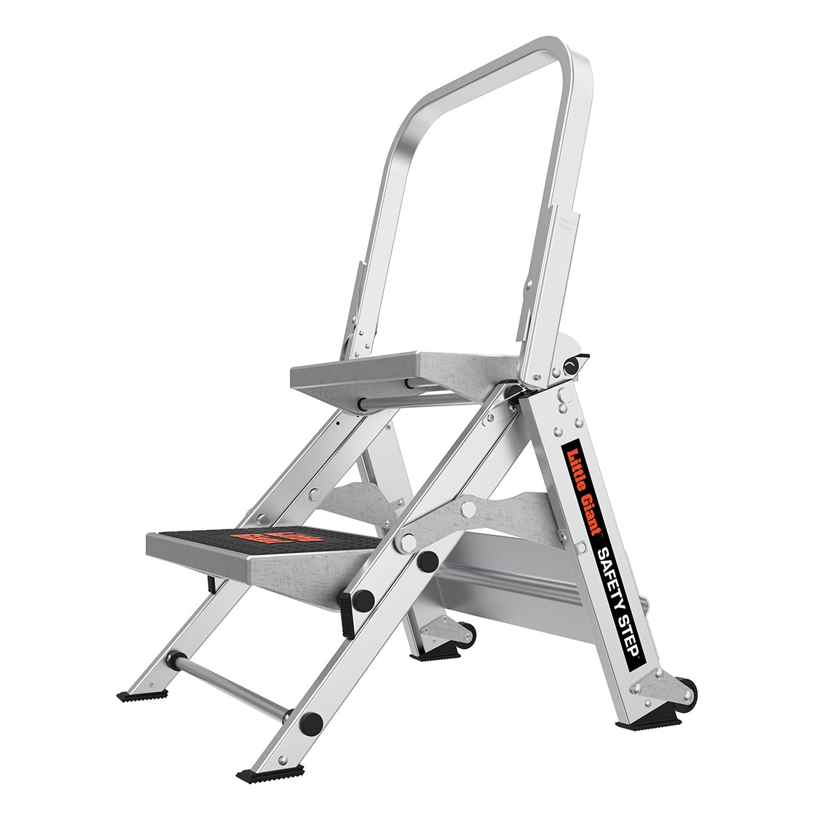 Escaloncito de Seguridad Little Giant Ladders M2 de 2 Peldaños, Capacidad de 300 lbs, Escalera Plegable de Aluminio en Color Plata 10210BA