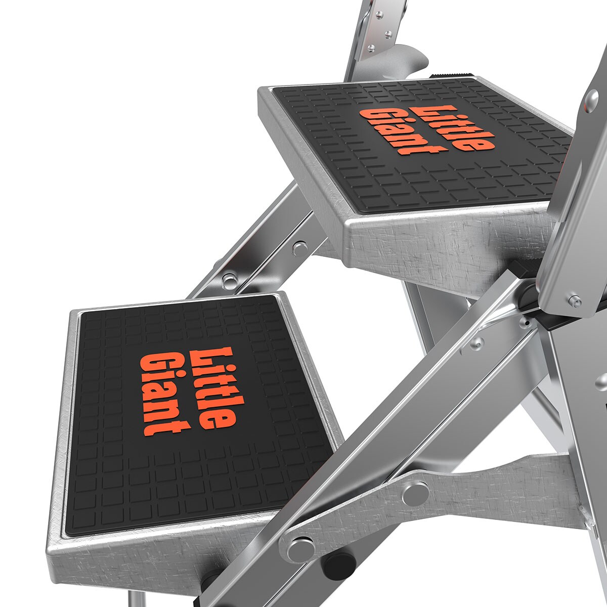 Escaloncito de Seguridad Little Giant Ladders M2 de 2 Peldaños, Capacidad de 300 lbs, Escalera Plegable de Aluminio en Color Plata 10210BA