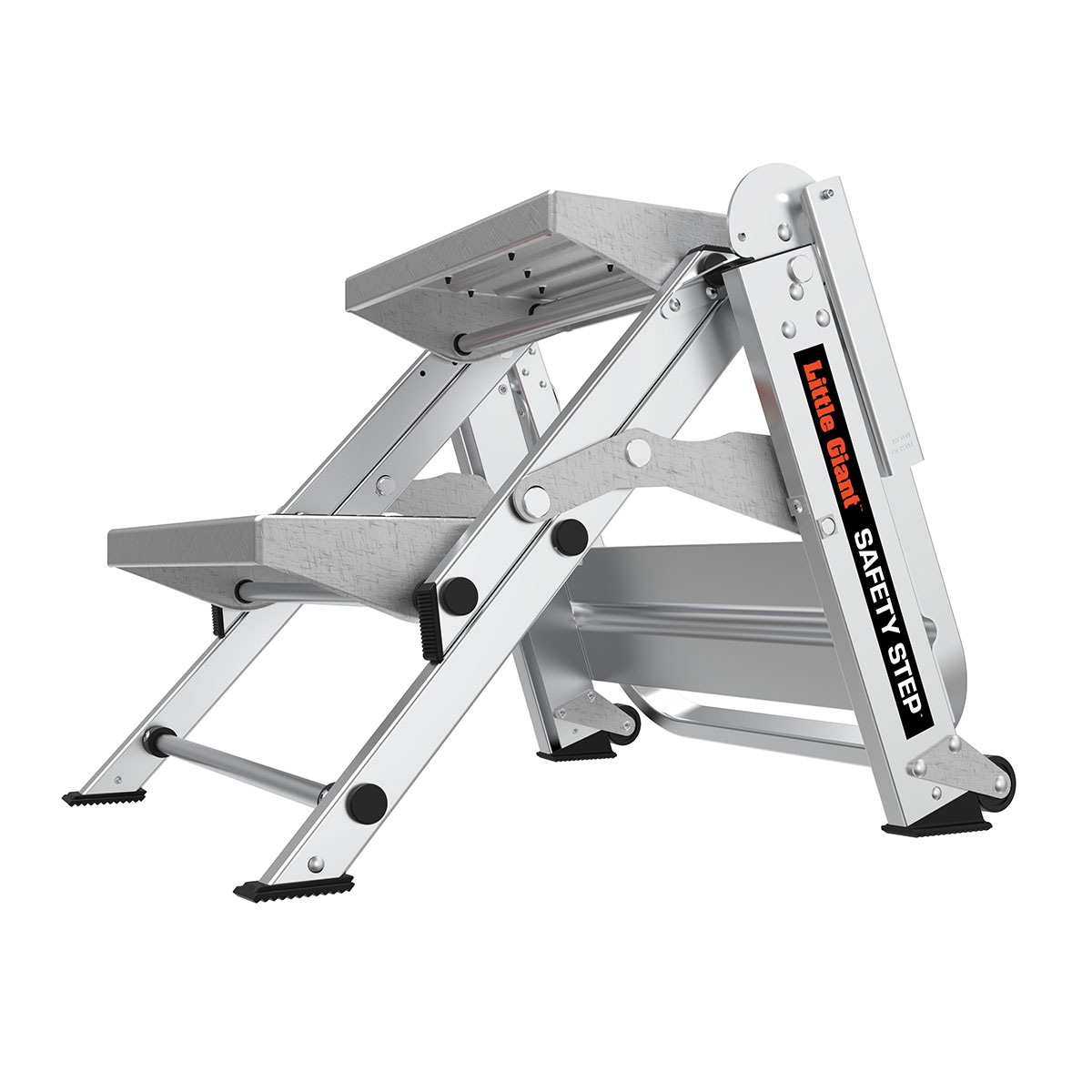 Escaloncito de Seguridad Little Giant Ladders M2 de 2 Peldaños, Capacidad de 300 lbs, Escalera Plegable de Aluminio en Color Plata 10210BA