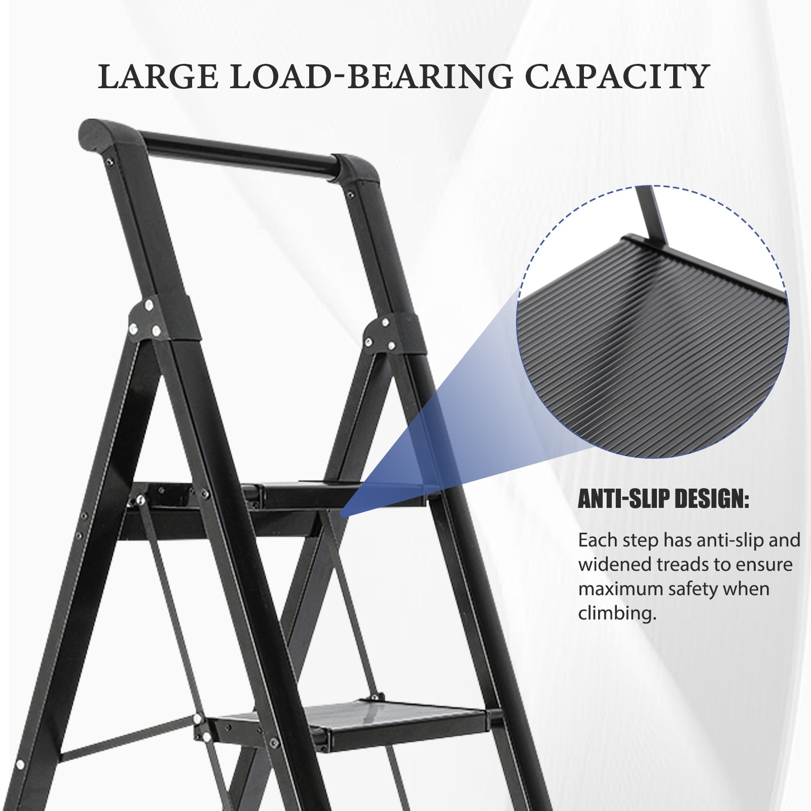 Escalón plegable de aluminio negro Maocao Hoom de 6 pasos con capacidad de 330 lb BH103953